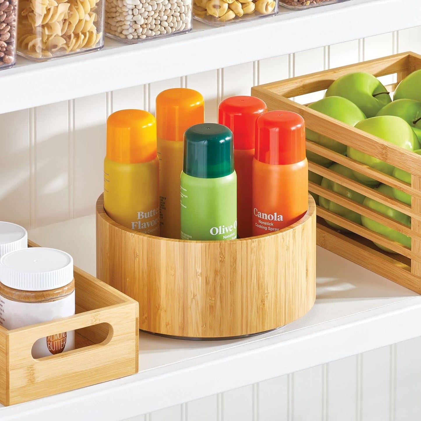 Lazy Susan Turntable Bamboo Spinner for Kitchen Cabinet, Pantry, Fridge, Cupboards, or Counter