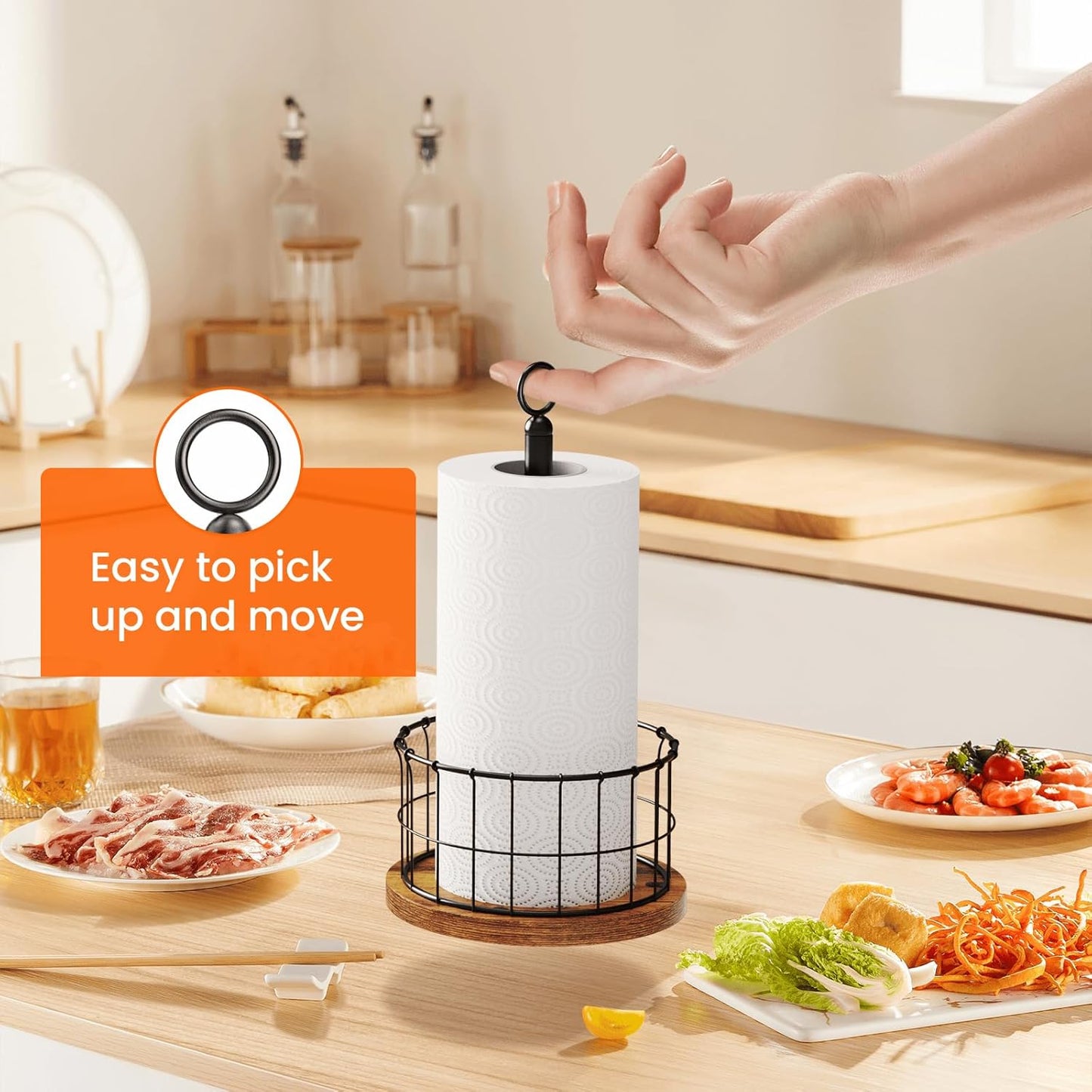 Paper Towel Holder Stand, Countertop Paper Towel Holder with Weighted Base