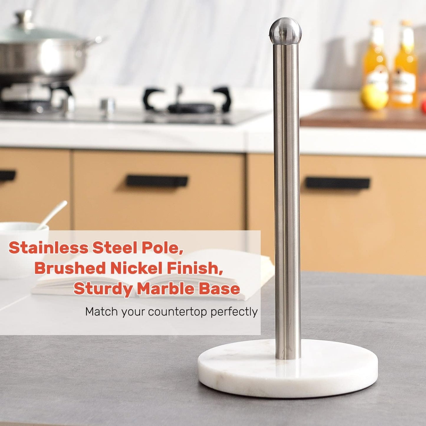 Heavy Weighted Paper Towel Holder, Easy One-Handed Design for Kitchen Stand