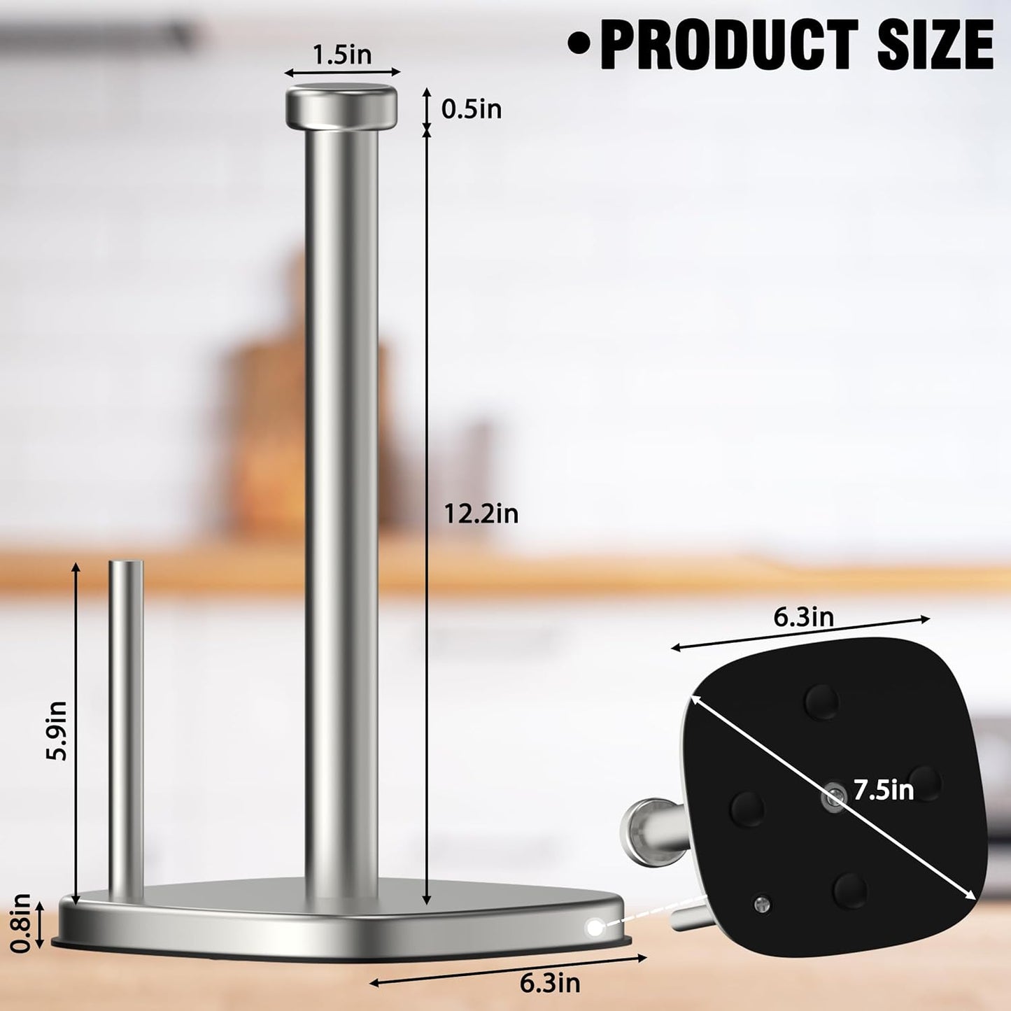 Paper Towel Holder Countertop, Standing Paper Towel Roll Holder for Kitchen Bathroom Organize