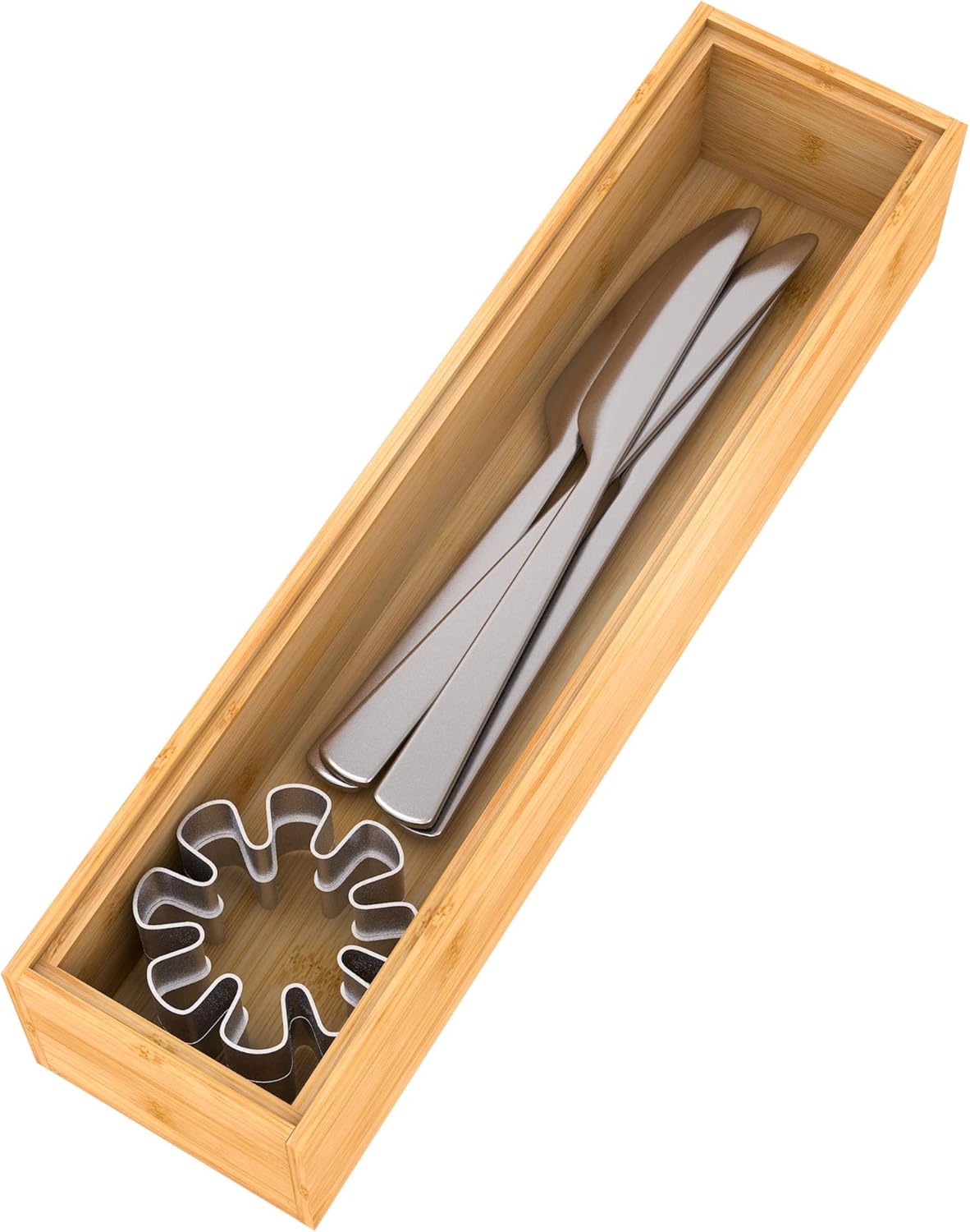 Utensil Organizer Silverware Drawer Organizer - Stackable Bamboo Flatware Caddy Cutlery Holder