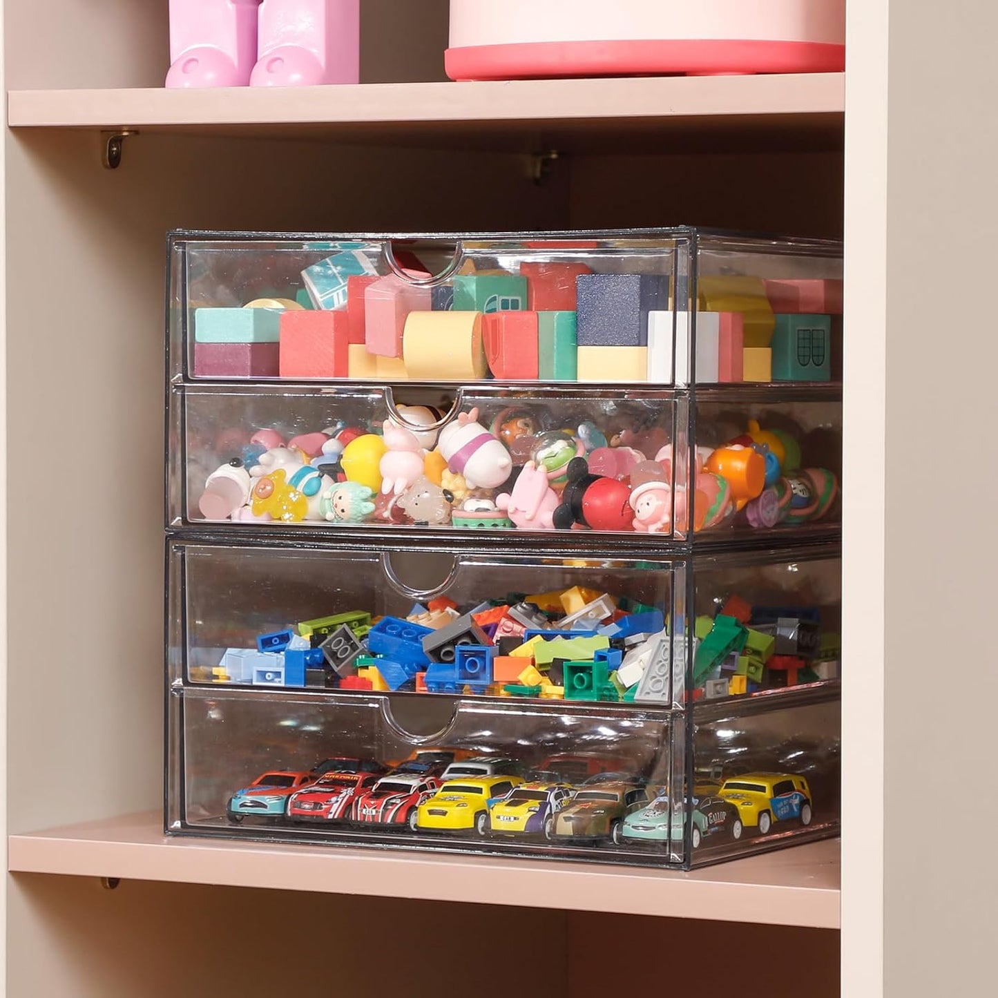 Stackable Storage Drawers, Plastic Storage Bins for Home Office, Bathroom, Kitchen, Pantry