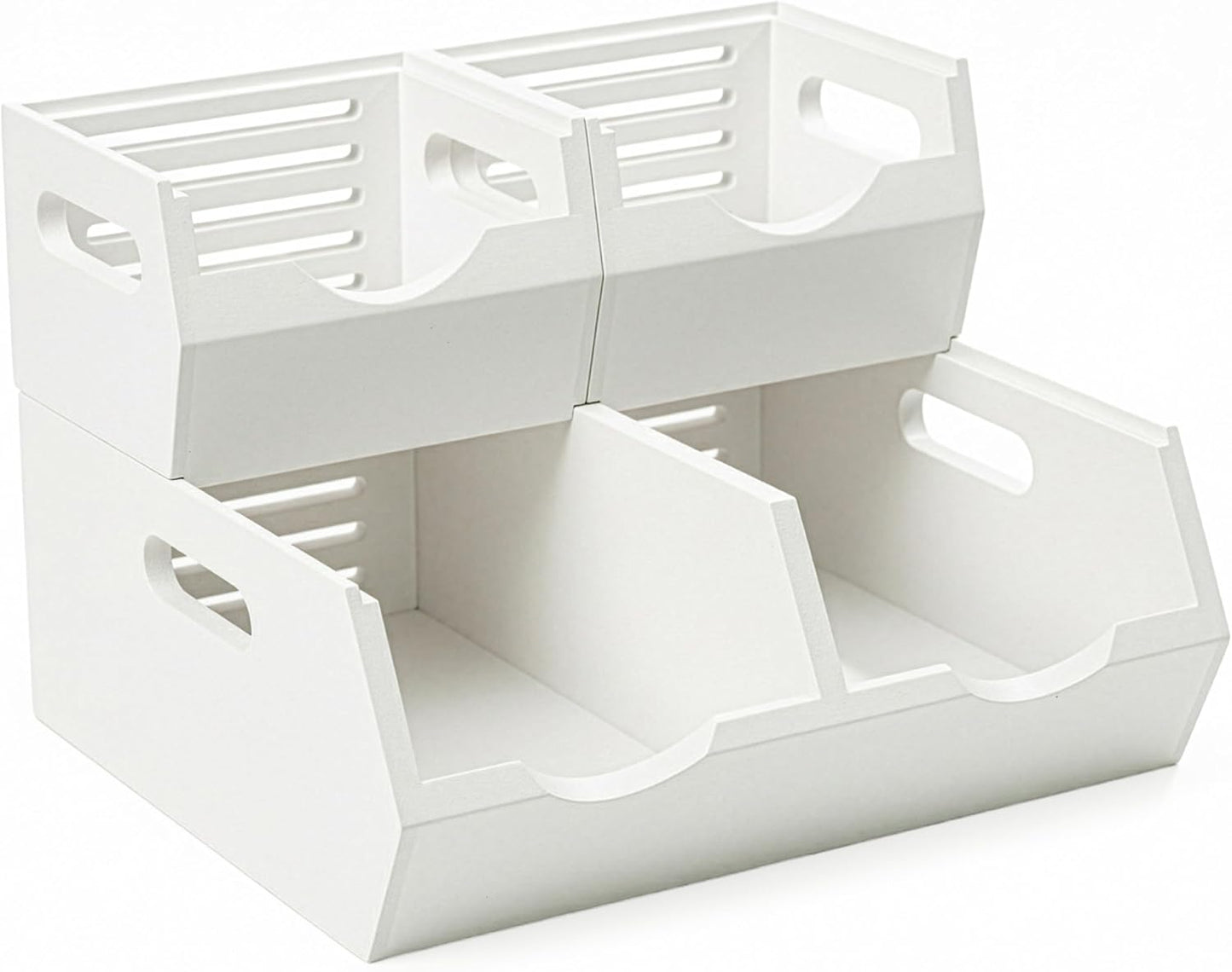 Stackable Solid Wood Storage Bins for Kitchen Pantry & Countertop