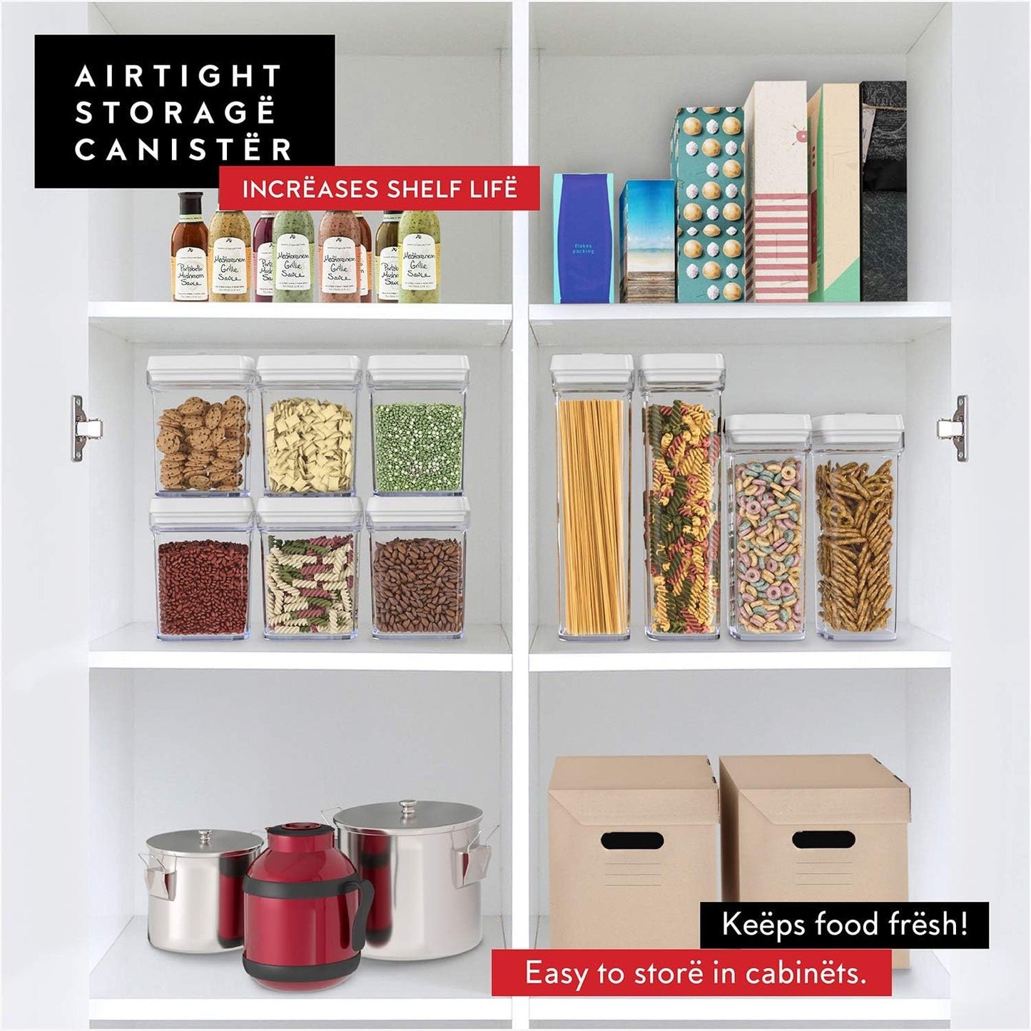 Airtight Food Storage Containers for Pantry With White Lids 1L - 6 Pack