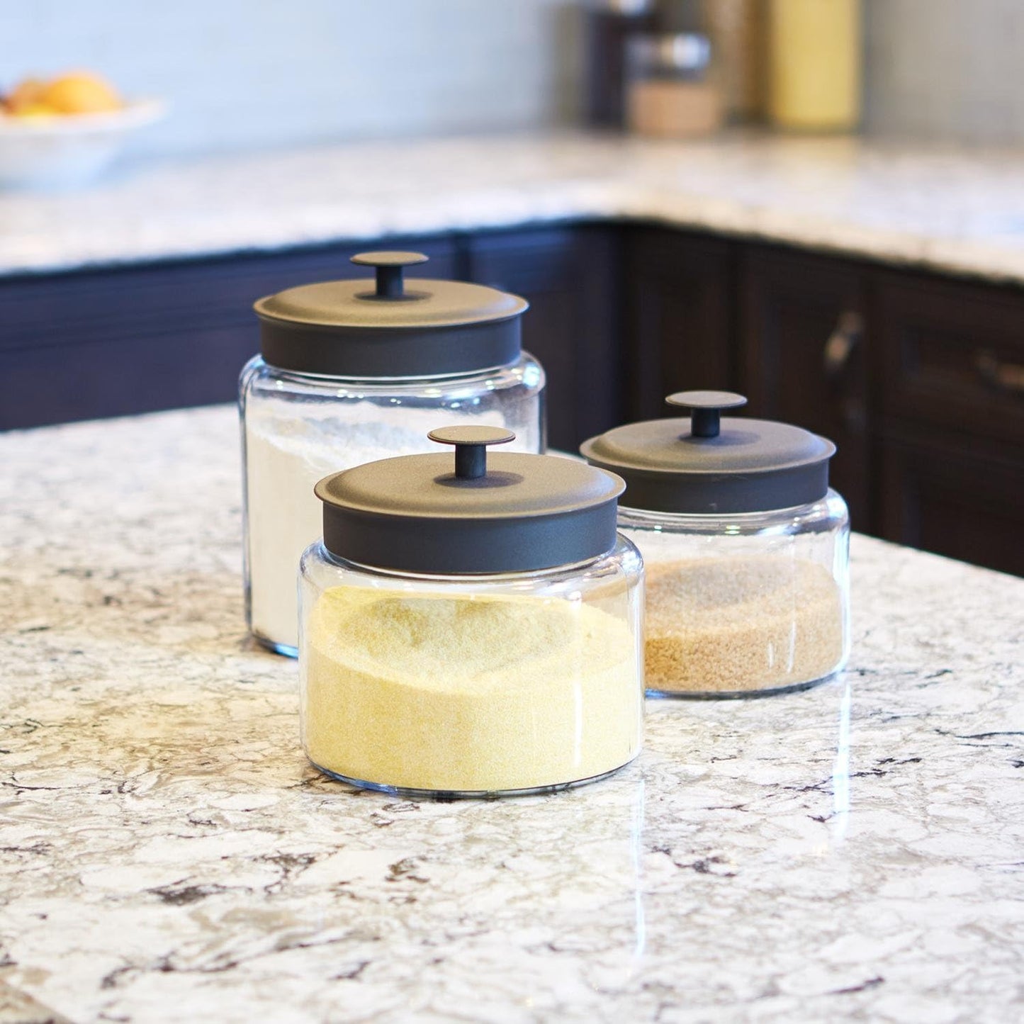 FBA_COMIN18JU056847 3-Piece Montana Jar Set, Multi (Set of 3), Black Metal