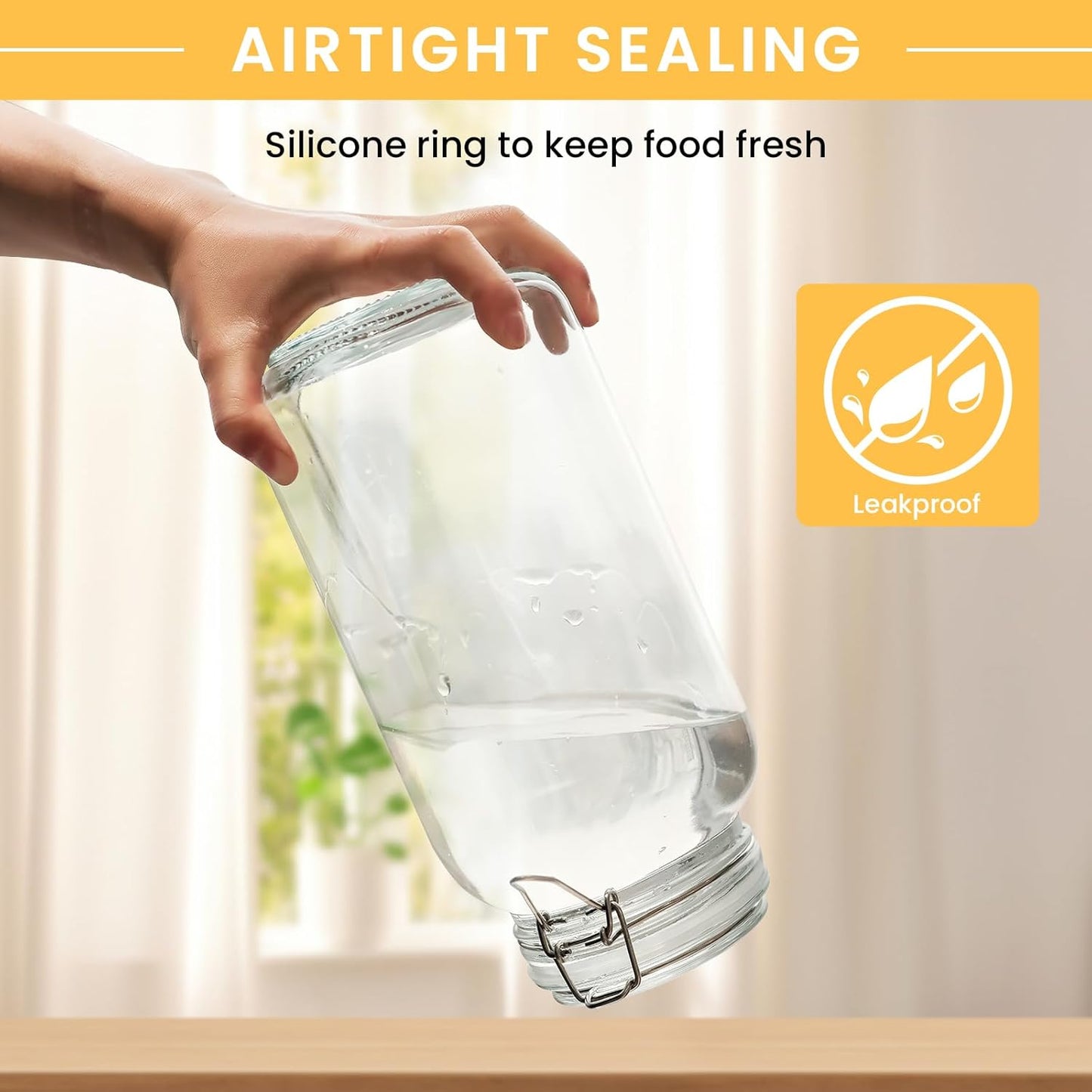 Glass Jars with Airtight Lid, Large Glass Food Storage Jars
