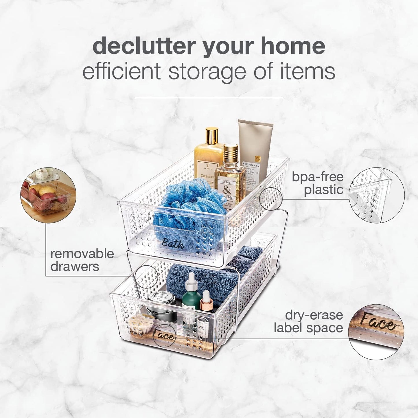 2 Tier Organizer, Under Cabinet Storage with Pull Out Sliding Drawers, for Cleaning Supplies