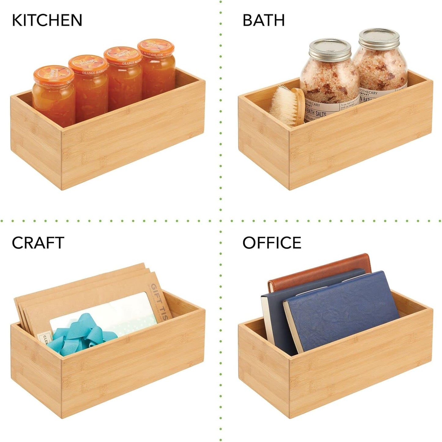 Kitchen Organiser — Rectangular Wooden Storage Box for Storing Tea, Coffee