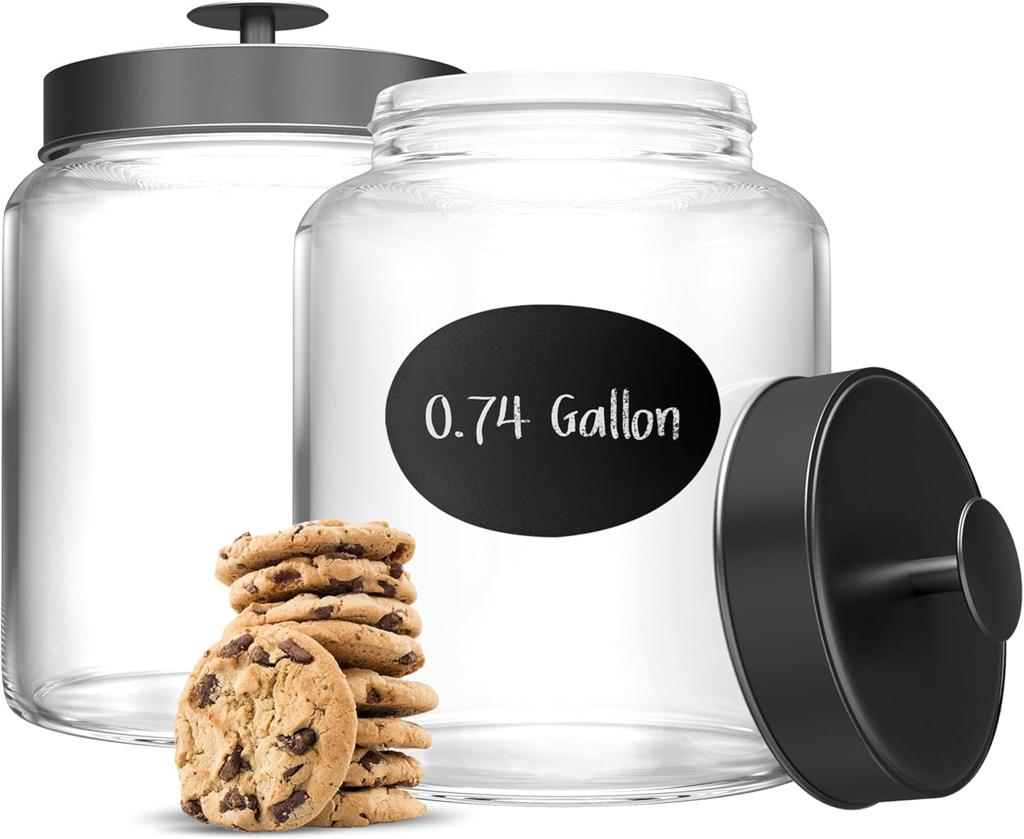 Glass Kitchen Canister Set, Food & Storage Containers for Pantry, Bathroom Apothecary Jars