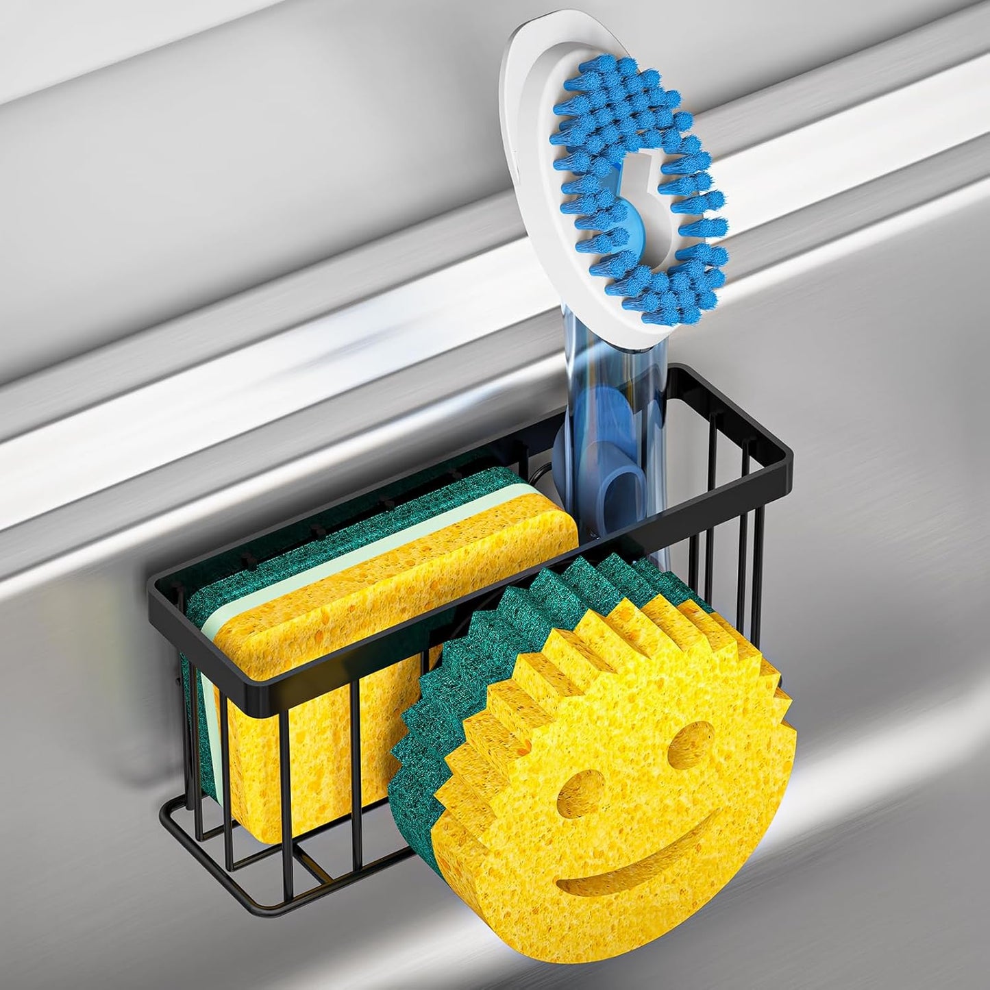 Sponge Holder Smiley Face, Sink Caddy for kitchen Sink