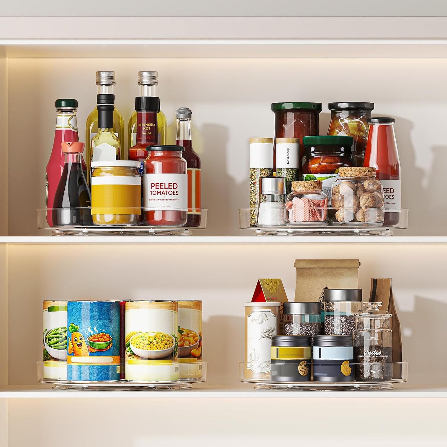 4 Pack 10 Inch Clear Lazy Susan Turntable Organizer for Cabinet