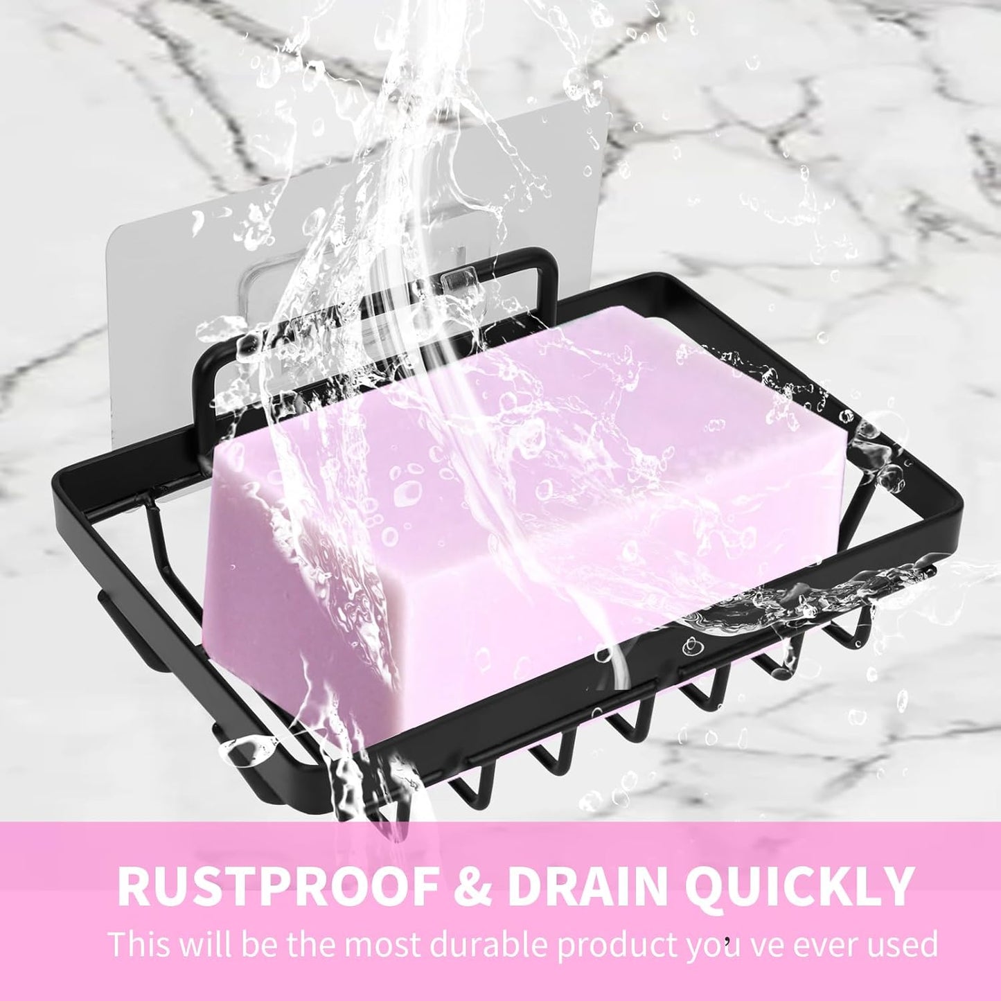 Soap Dish Holder No Drilling 304 Rustproof Stainless Steel Wall Mounted Soap Holder Tray Bar Sponge Holder for Bathroom & Kitchen