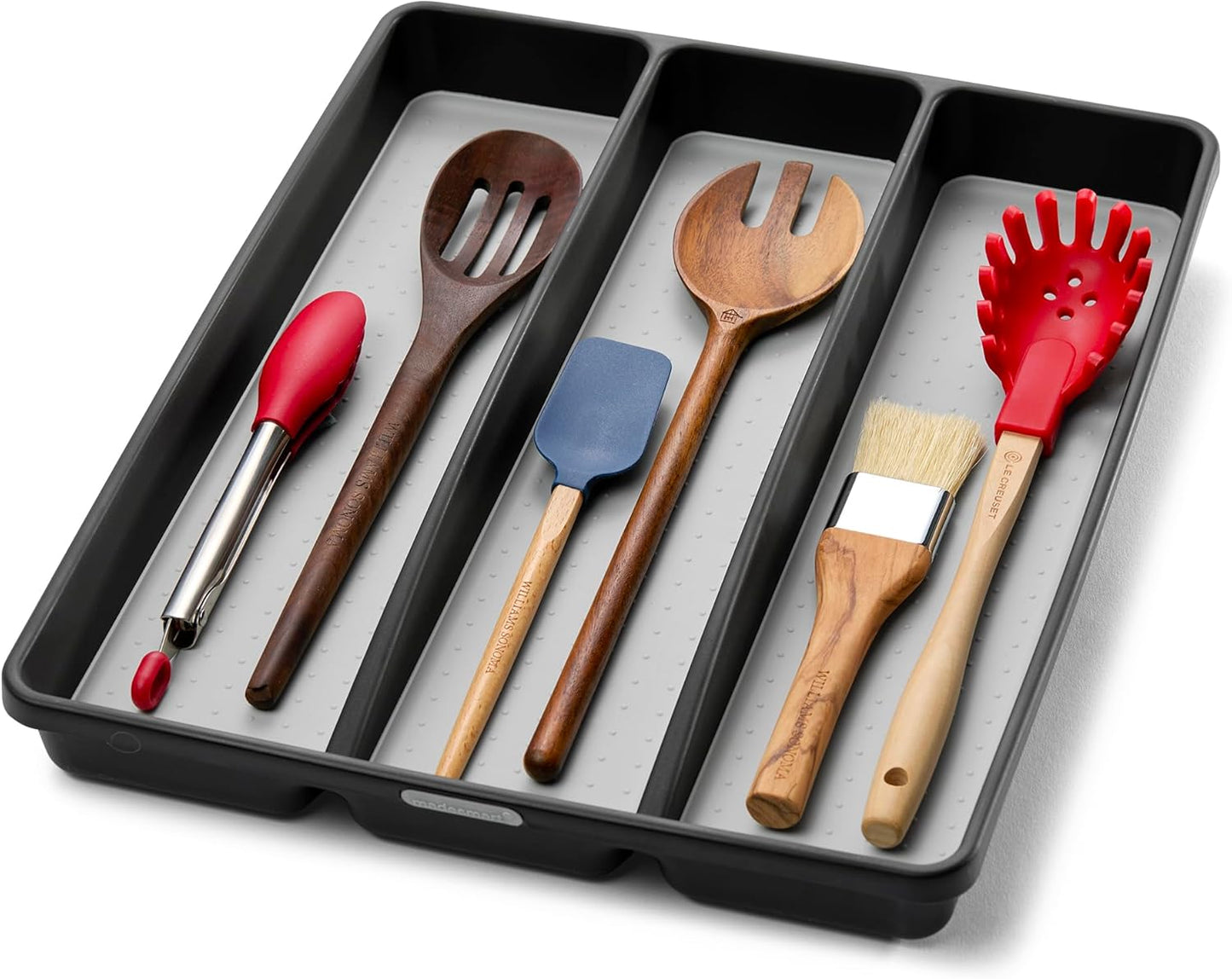 Classic Utensil Tray - Granite | CLASSIC COLLECTION | 3-Compartments | Kitchen Organizer | Non-slip Lining and Rubber Feet | Easy to Clean | BPA-Free Large