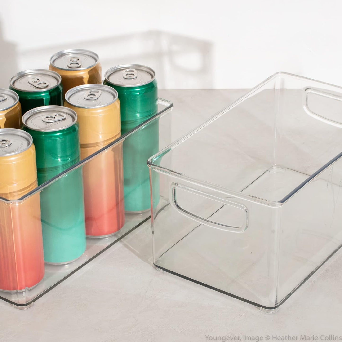 2 Pack Stackable Plastic Storage Organizer Container Bin