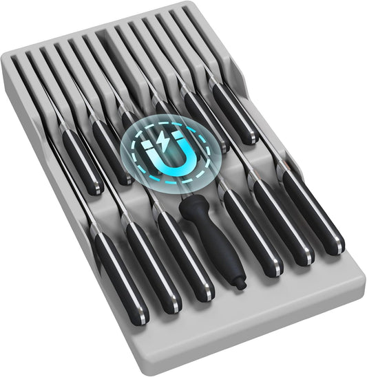 Magnetic Drawer Knife Organizers Insert, Kitchen Plastic In Drawer Knife Block Slots