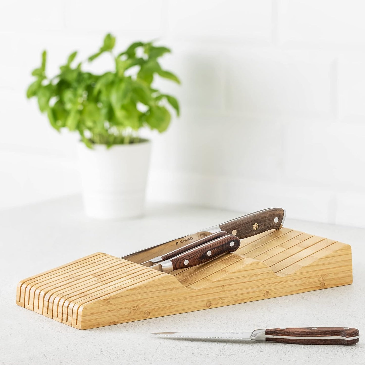 In-Drawer Knife Block - Organizer with Slots for 13 Knives