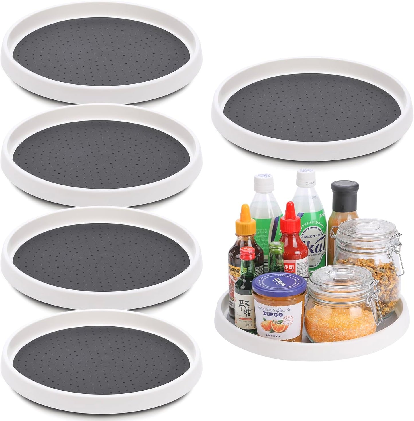 Set of 6, 12 Inch Non-Skid Lazy Susan Turntable, Lazy Susan Organizer for Cabinet