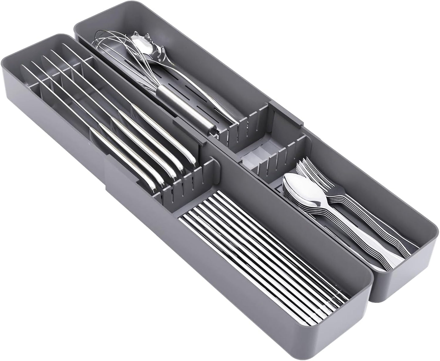 Kitchen Drawer Silverware Organizer, Adjustable Cutlery Organizer, Expandable Utensils Holder