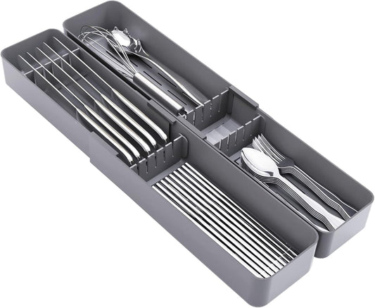 Kitchen Drawer Silverware Organizer, Adjustable Cutlery Organizer, Expandable Utensils Holder