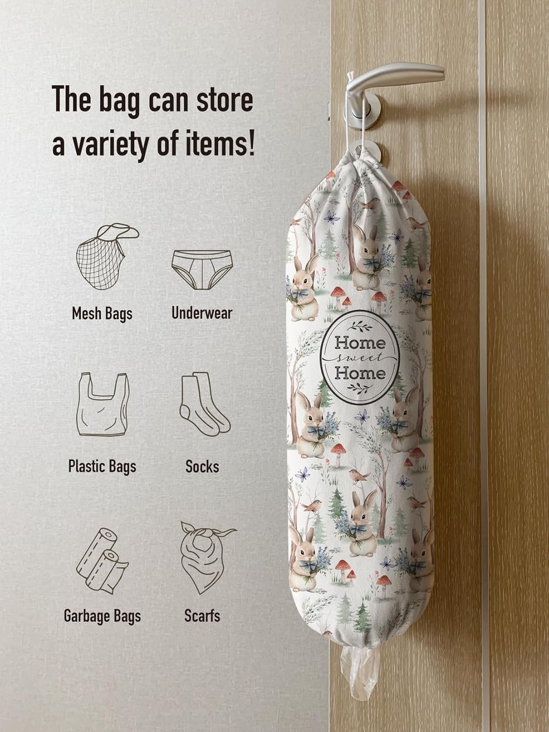 Rabbit Plastic Bag Holder,Grocery Bags Storage Organizer Keeper Dispenser for Kitchen Extra Large