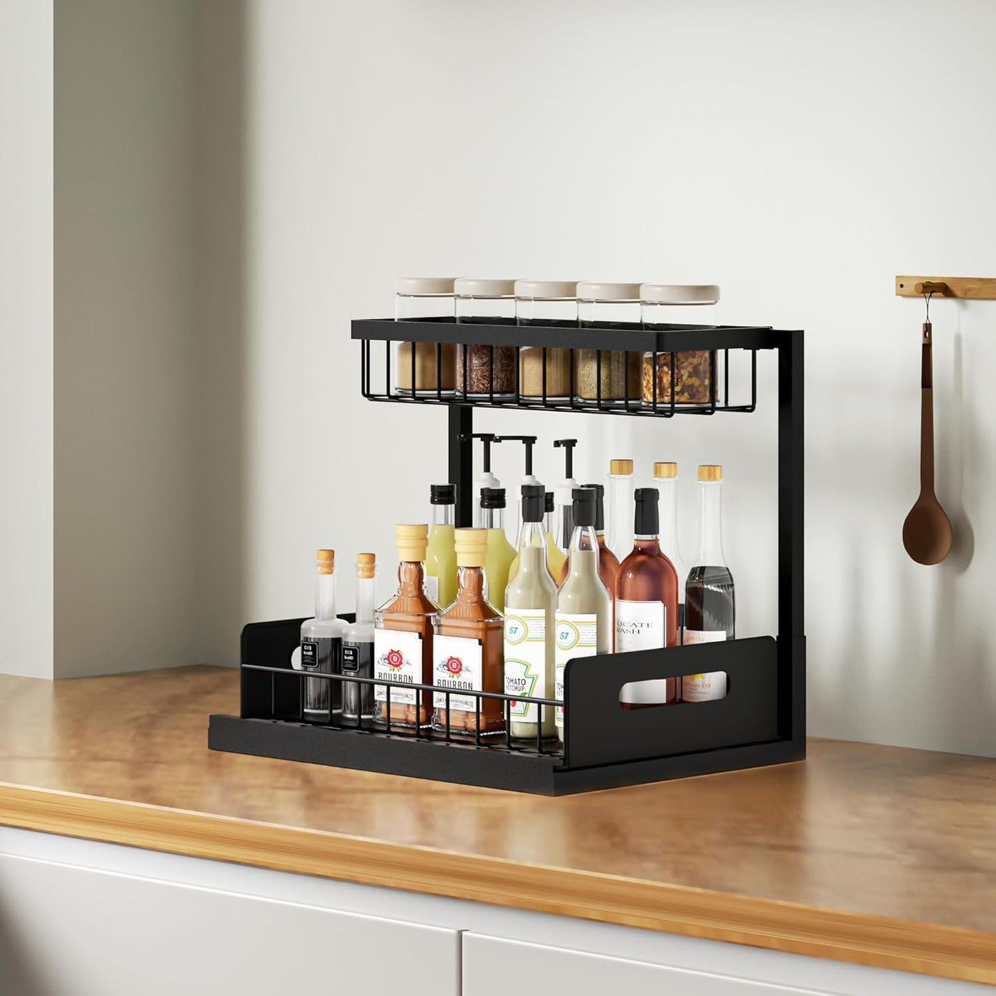 Under Kitchen Sink Organizer 2 Tier, Pull Out Bathroom Sink Organizers and Storage
