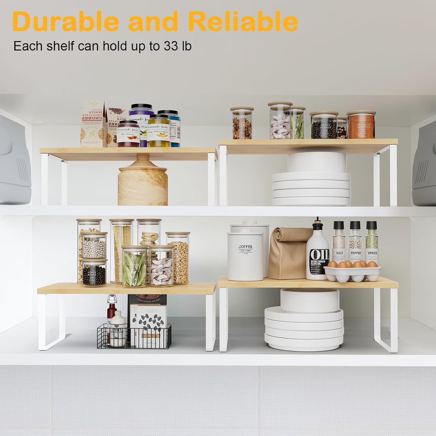 Cabinet Shelf Organizers, 15.7 inches Large Kitchen Counter Shelf
