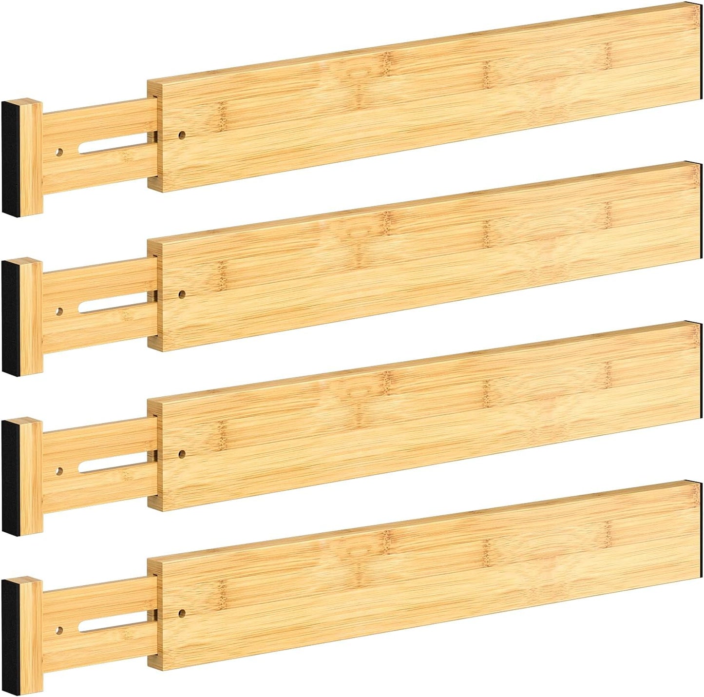 4 PCS Drawer Divider, 17"-22" Adjustable Bamboo Drawer Dividers Organizers