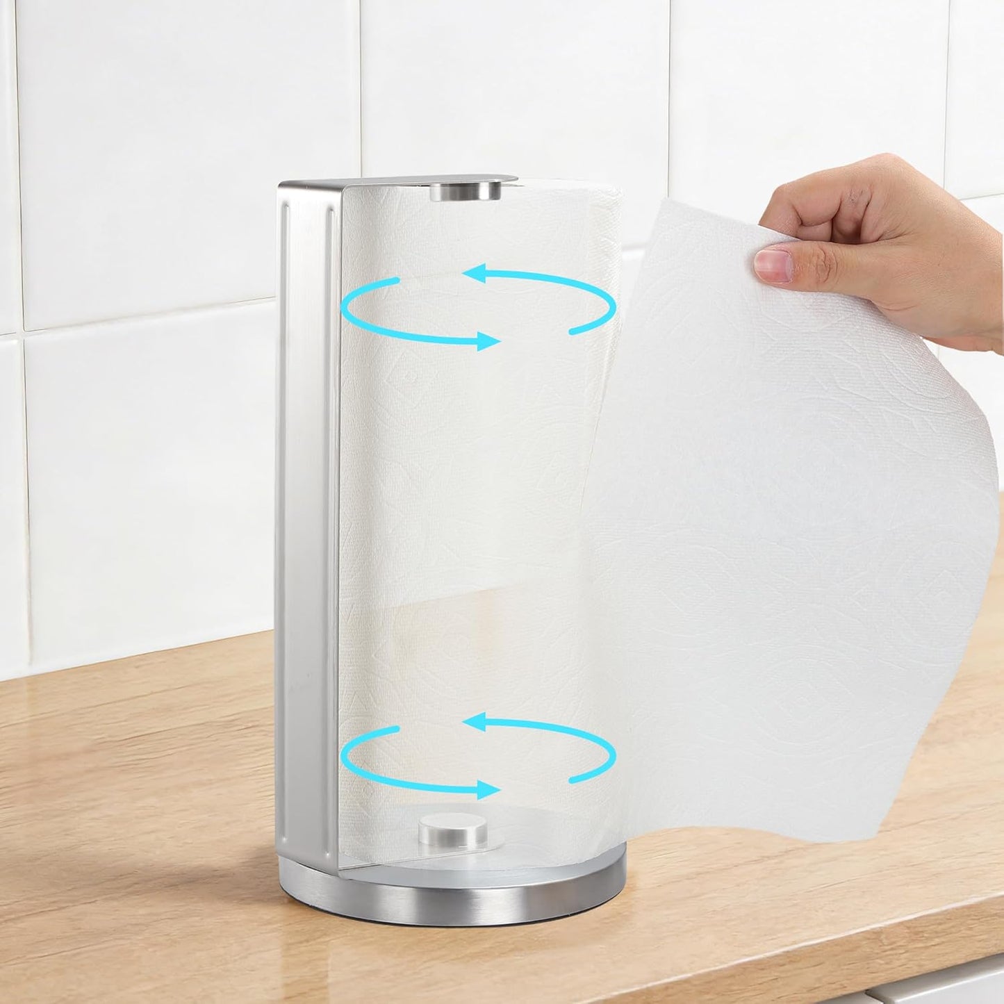 Paper Towel Holder Countertop with Anti Slip Weighted Base