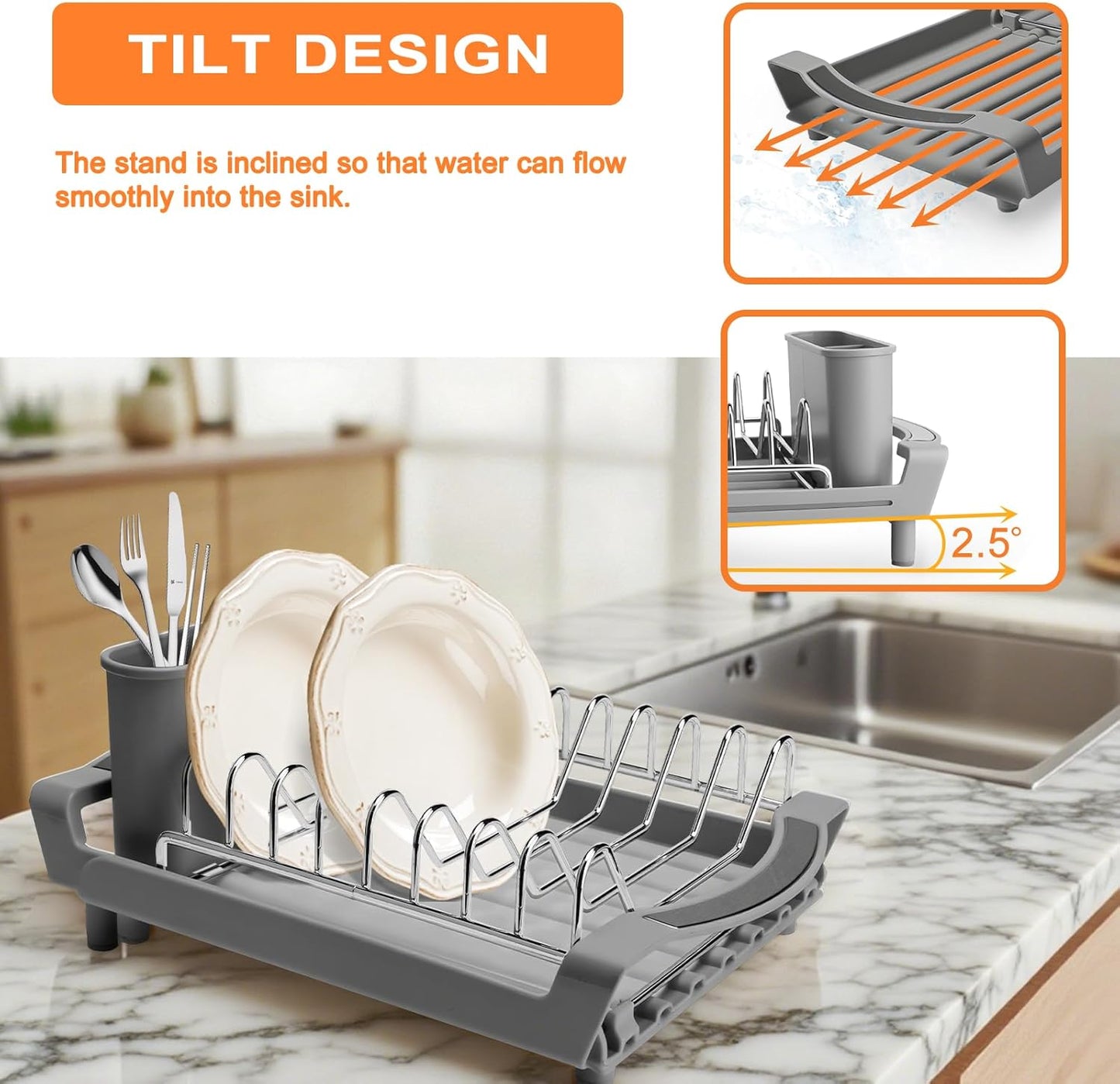Dish Drying Rack Compact Expandable - A Space-Saving, Stainless Steel