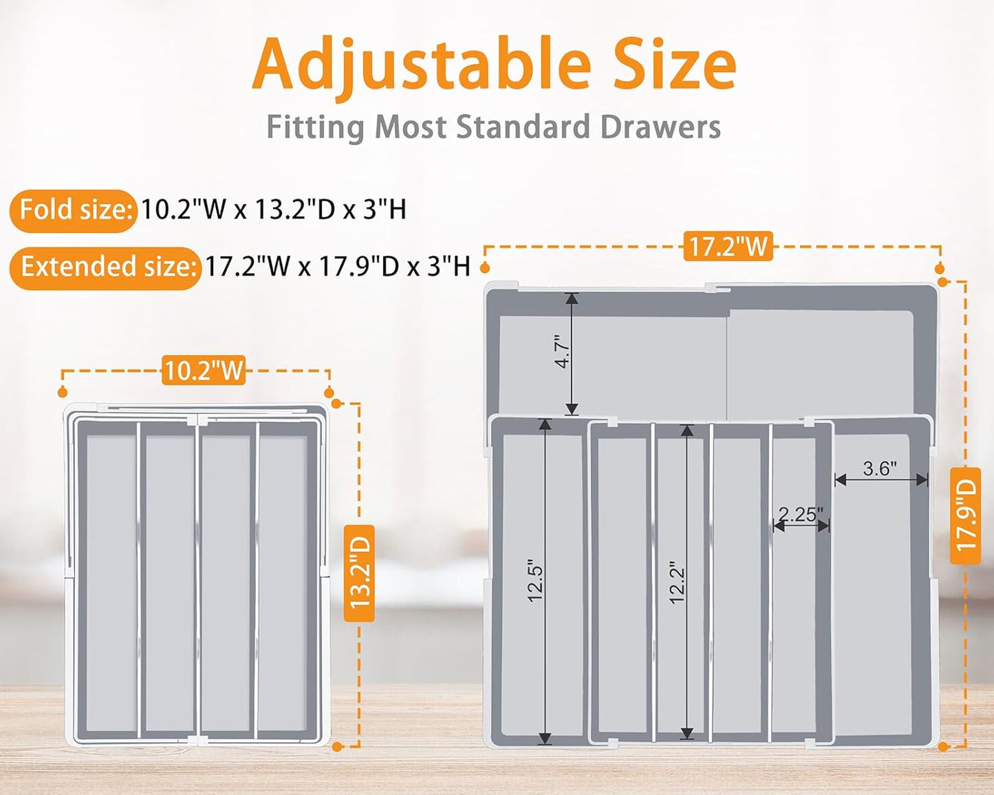 Silverware Drawer Organizer for Kitchen - Adjustable Utensil Holder Drawer Organizer