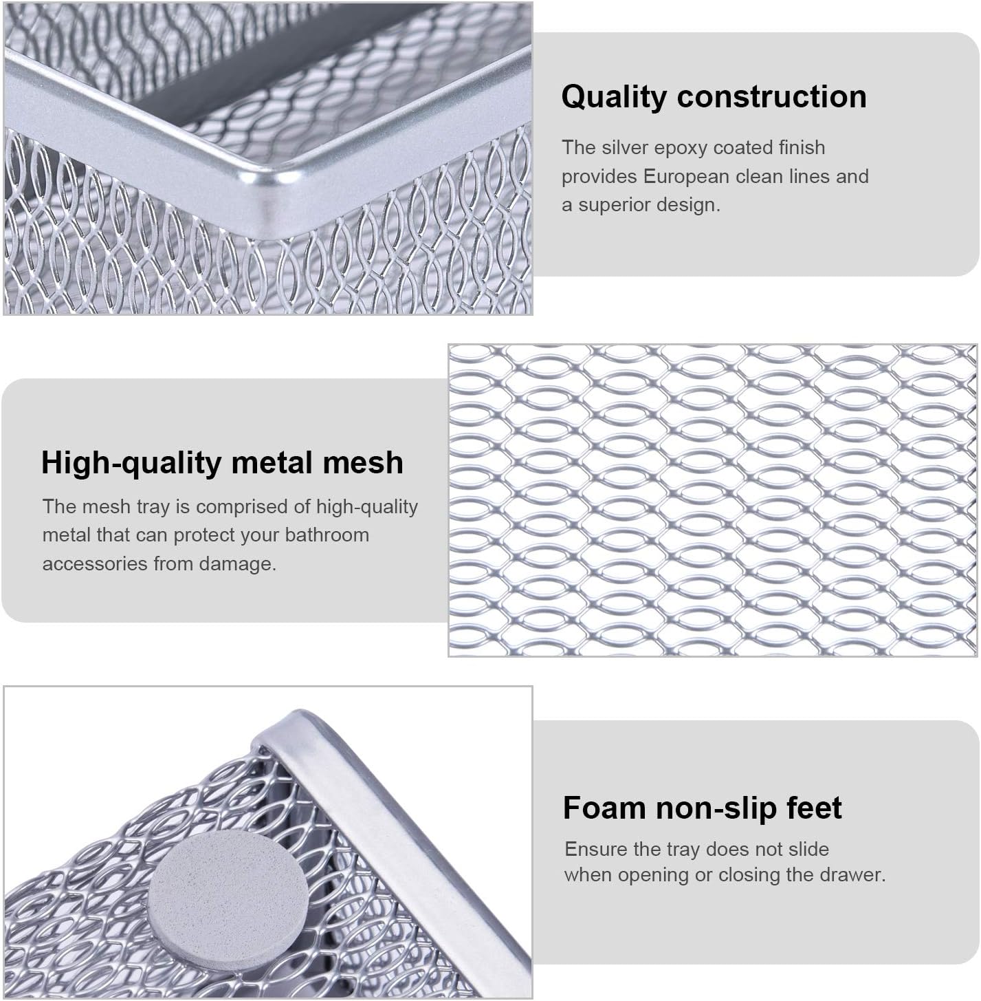 Expandable Silverware Drawer Organizer, Metal Mesh Large Kitchen Flatware Cutlery Tray