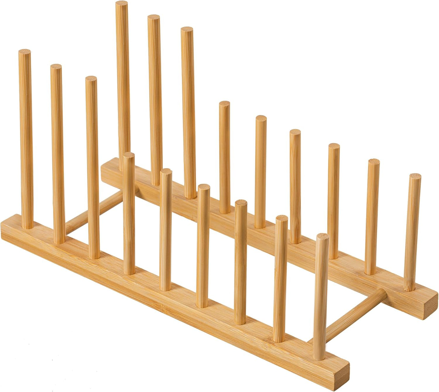 Heighten and Widen Bamboo Dish Drying Rack Plate Bowl Cup Book Pot Lid Cutting Board Stand Drainer Storage Holder Organizer for Kitchen Cabinet