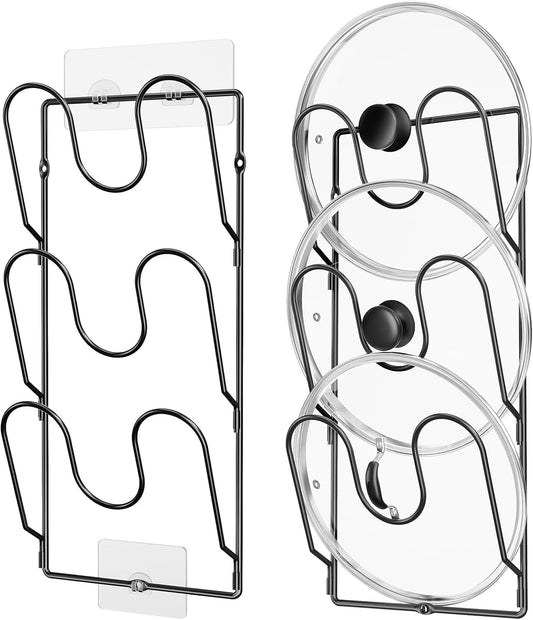 2 Pack Pot Lid Organizer Rack for Cabinet Door, 6-Tier Pot Lid Holders inside Cabinet