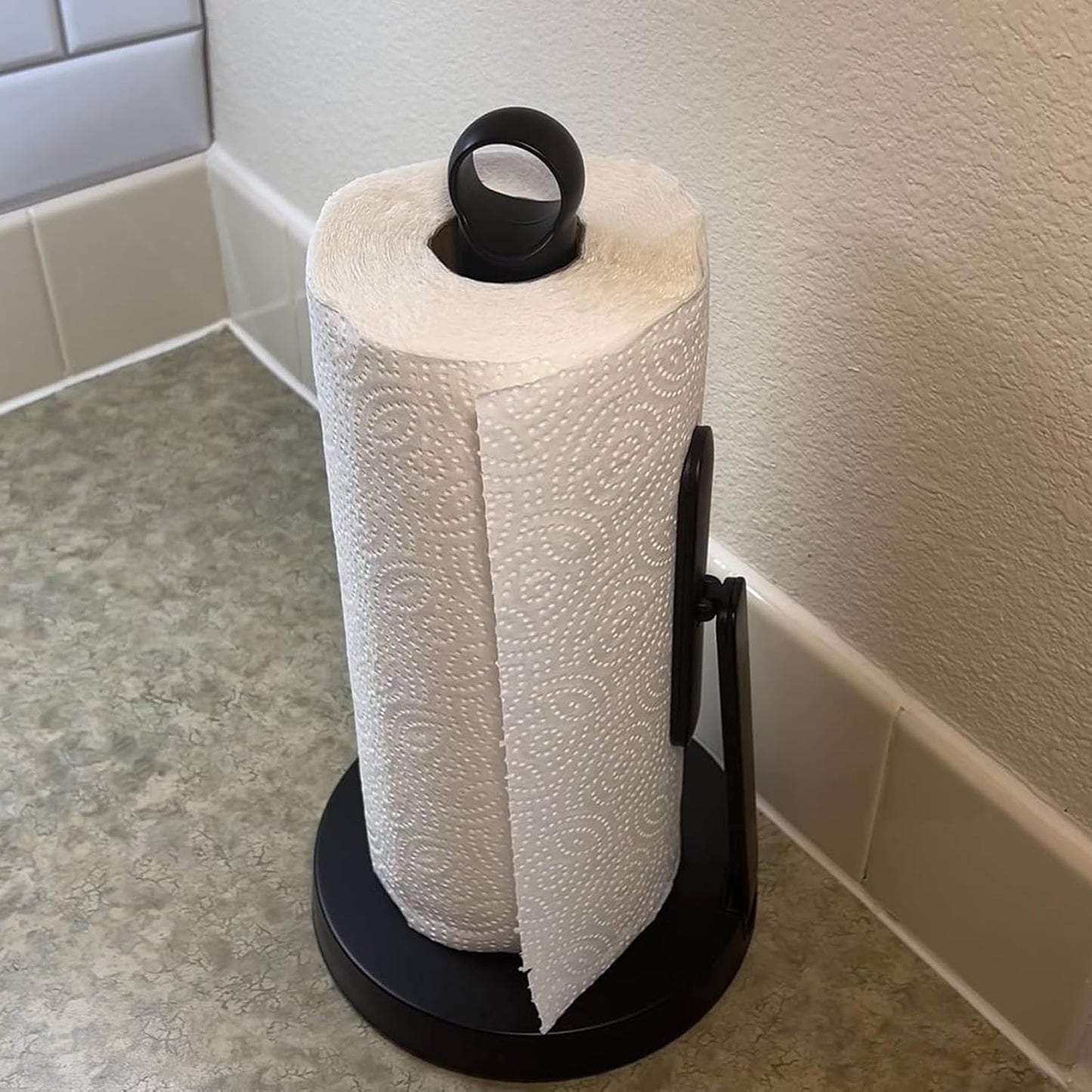 Heavy-Duty Stainless Steel Paper Towel Holder with Tension Arm – Easy One-Handed Tear