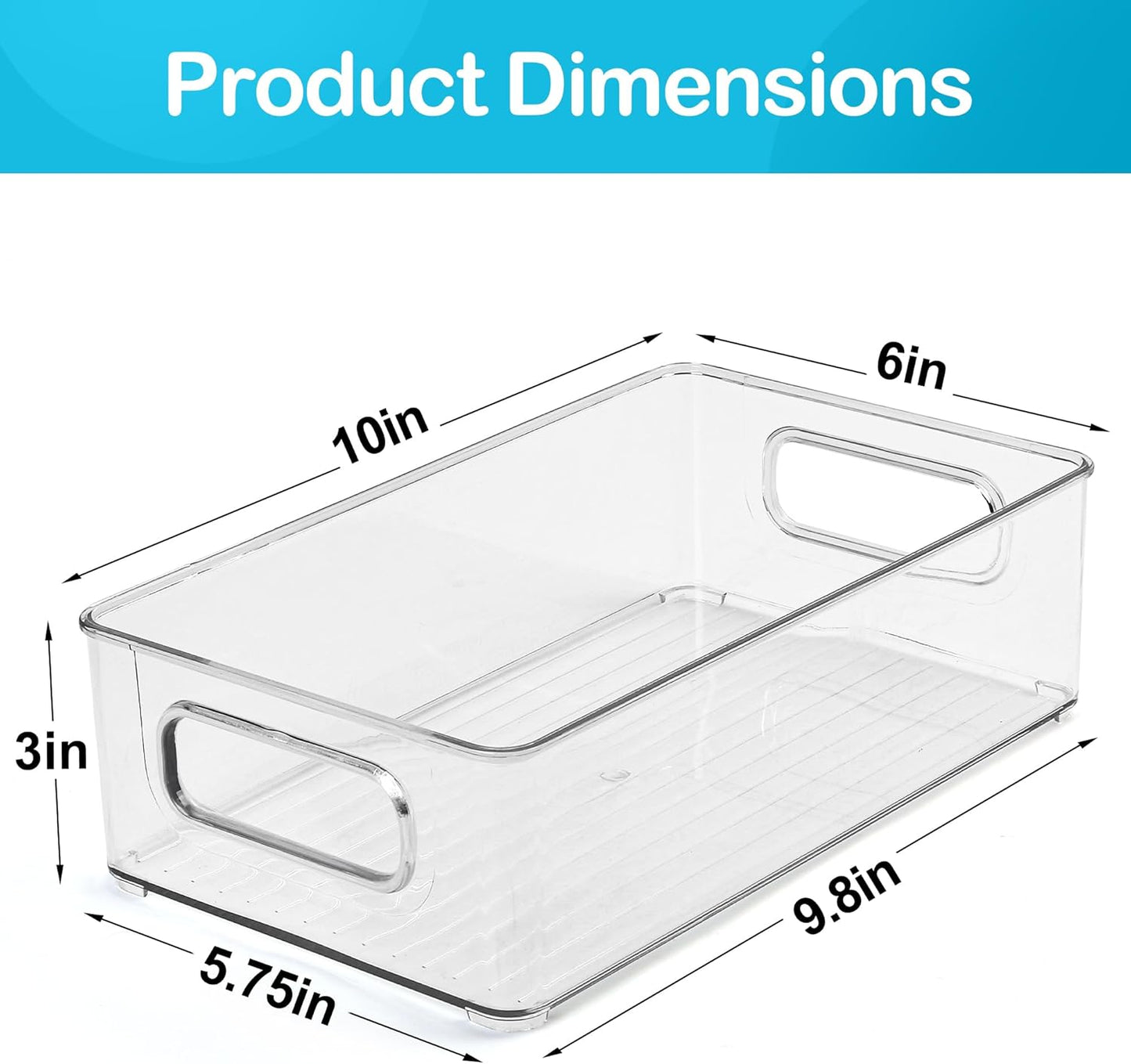 Refrigerator Organizer Bins, 4 Pack,10x6x3 in