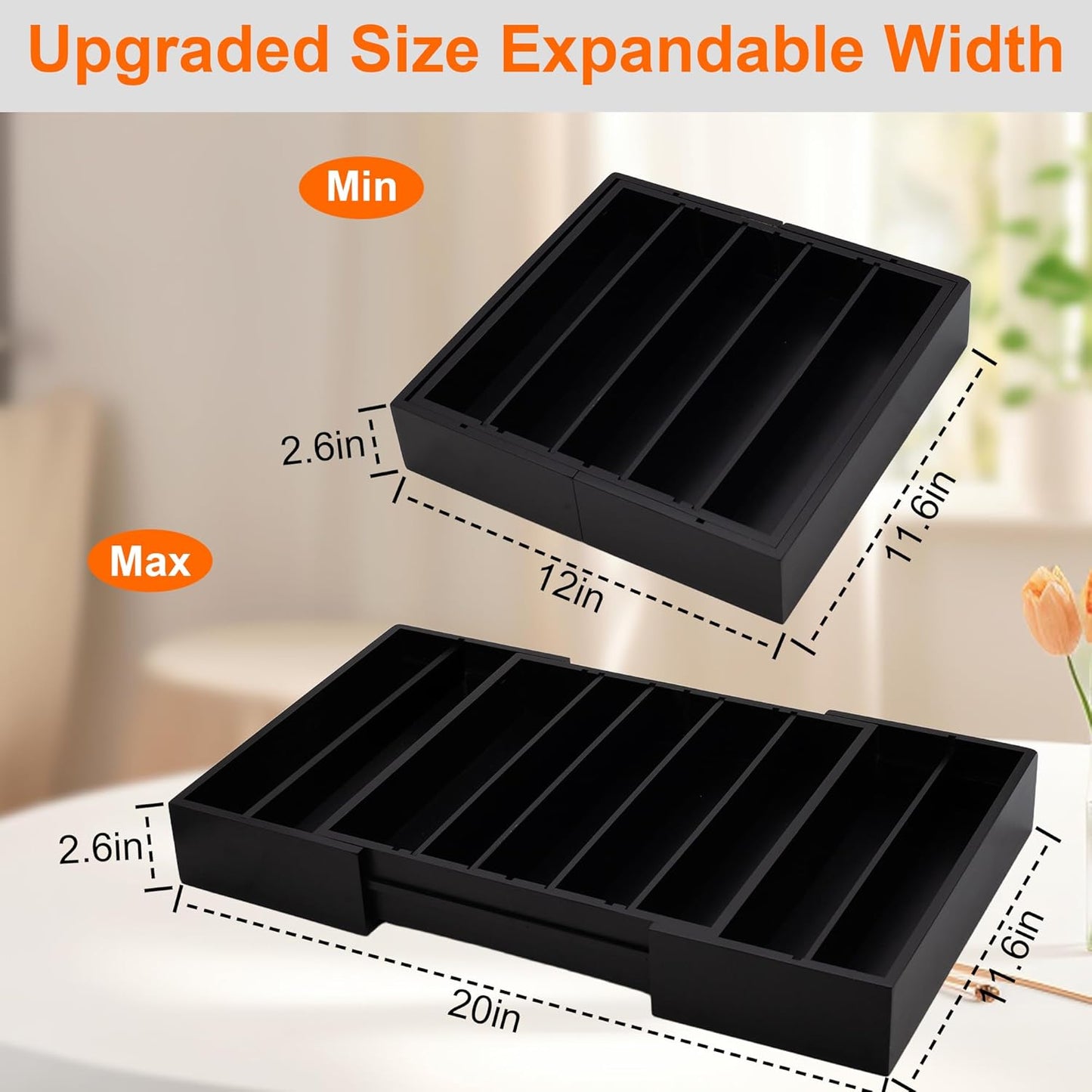 Bamboo Drawer Organizer - Expandable K Cup & Pods Holder, Coffee Pod Storage, Tea Organizer