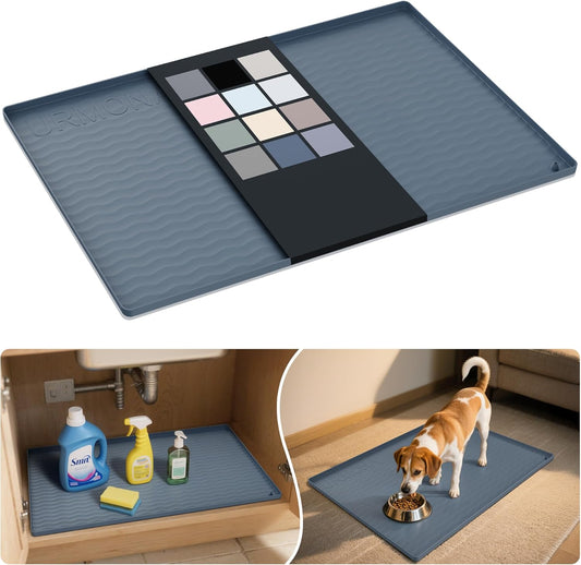 Waterproof Silicone Under Sink Mat 31'' x 22'' Shelf Liner for Kitchen and Bathroom
