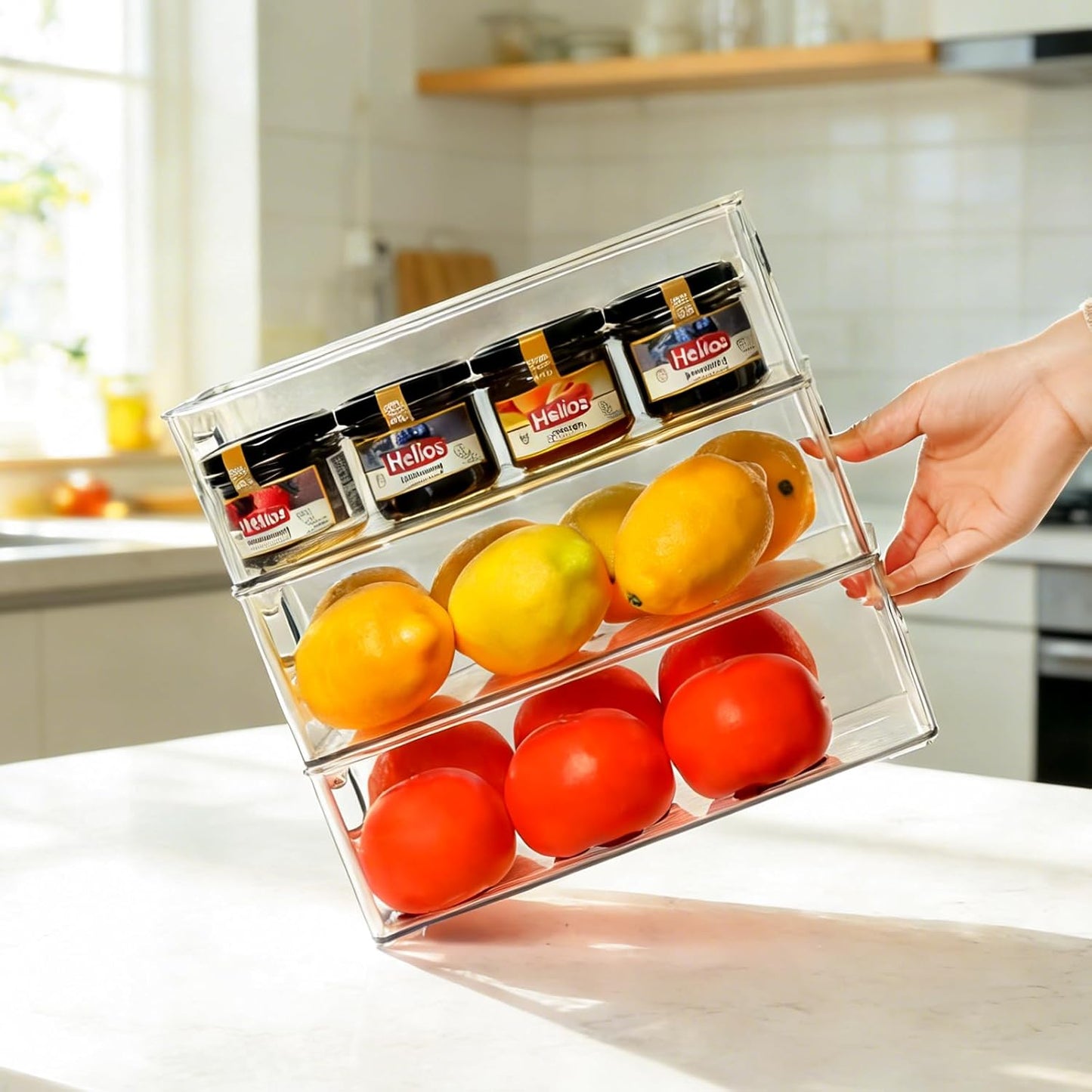 Clear Storage Bins 8 Packs for Refrigerator