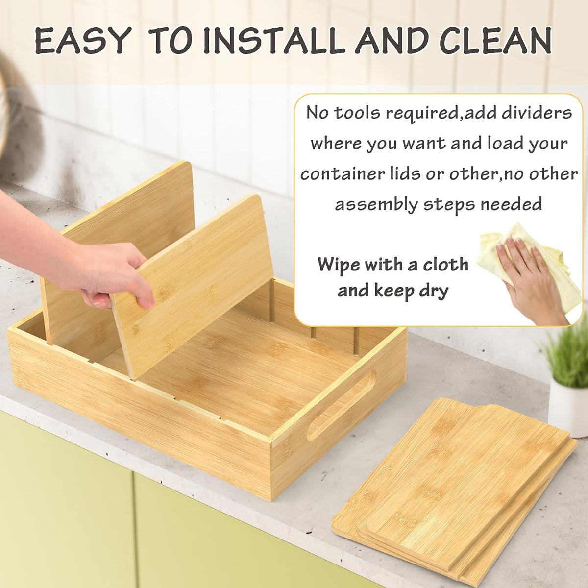 Retro Shaw Lid Organizer for Plastic Lids, with 5 Adjustable