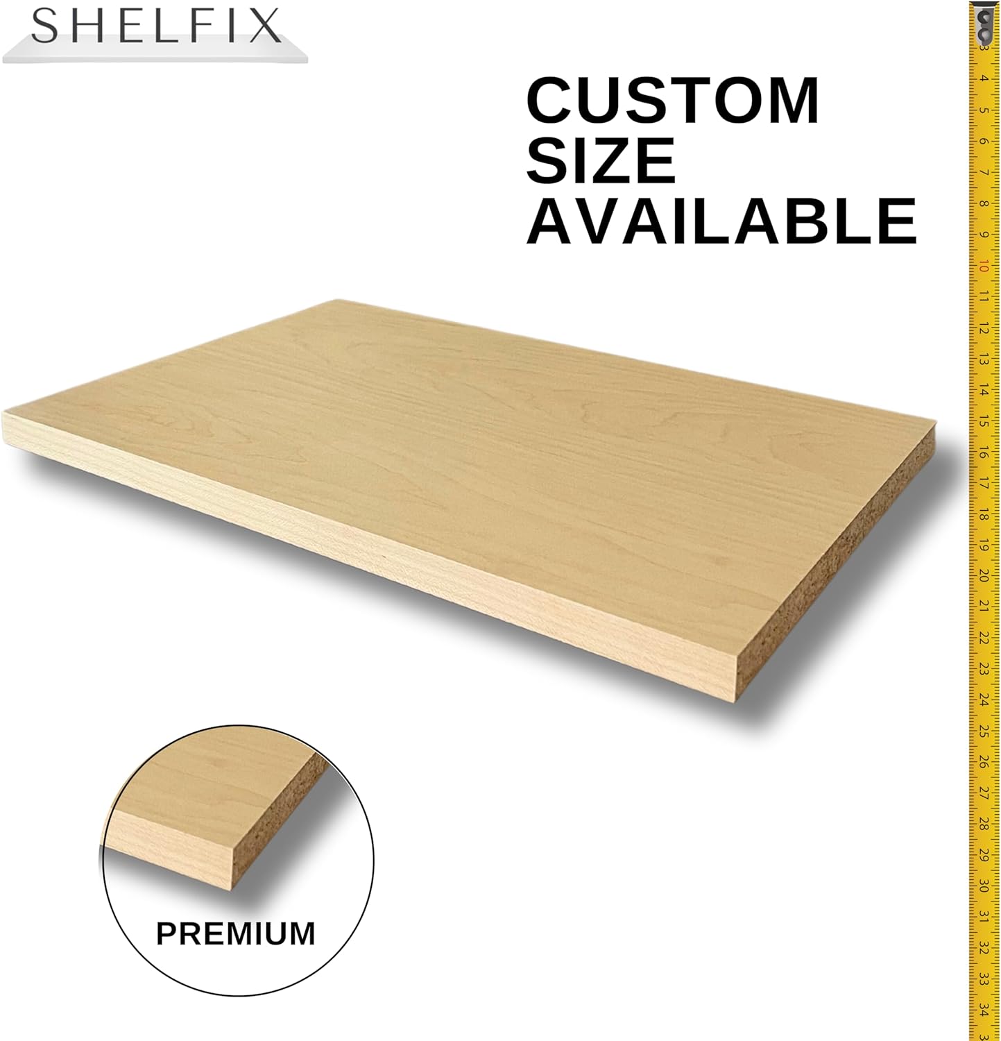 Maple Color Melamine Cabinet Replacement Shelves - 3/4'' Thick - Cabinet Shelf Custom Size Shelf