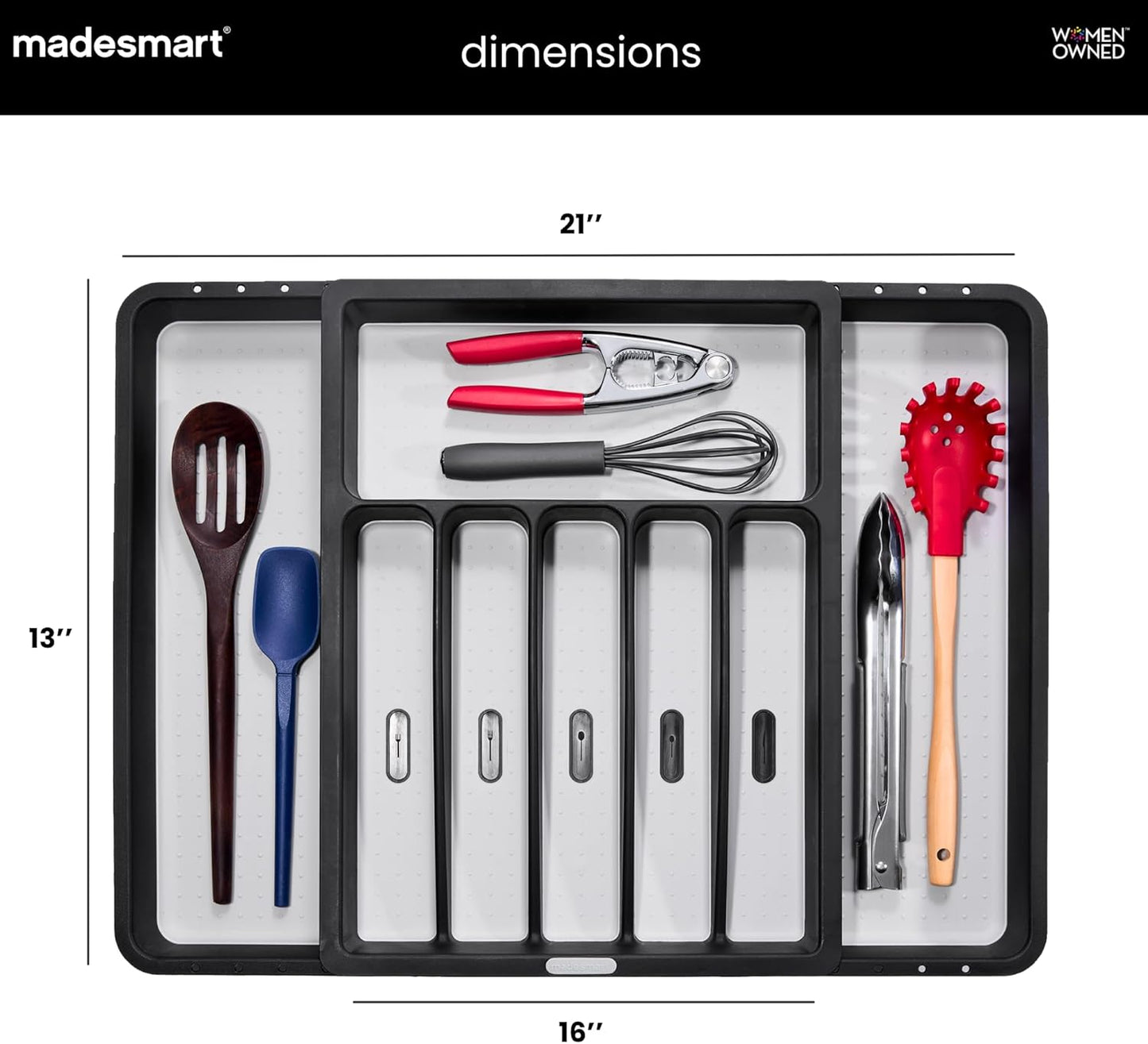 Expandable Silverware Tray, 8 Compartment Silverware Organizer for Forks, Knives & Spoons
