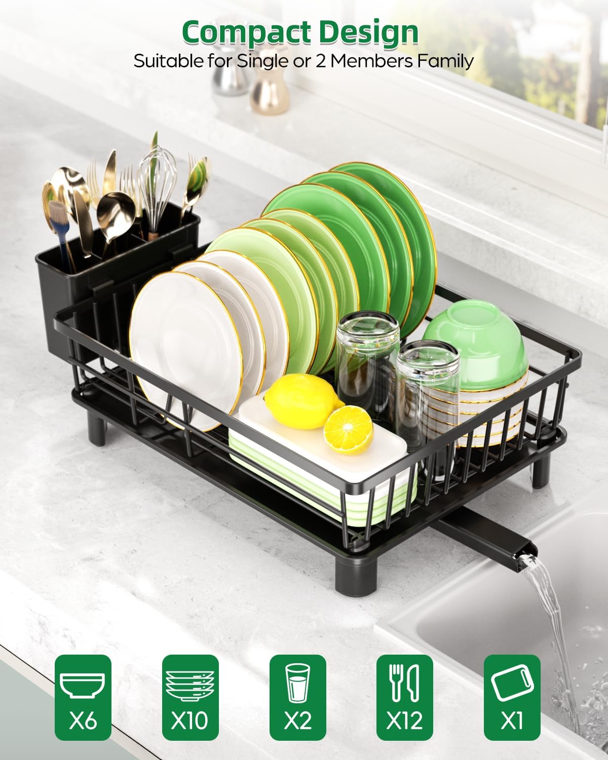 Dish Drying Rack for Kitchen Counter, Stainless Steel Drainer Anti Rust