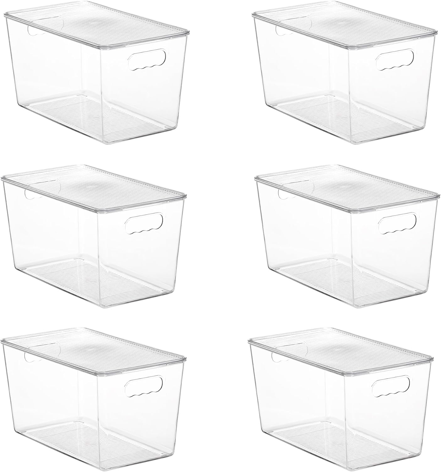 6 Pack Clear Stackable Storage Bins with Lids,XLarge Plastic Containers with Handle for Pantry Organizer and Storage,Perfect for Kitchen,Fridge,Cabinet, Closet,Bathroom Organization