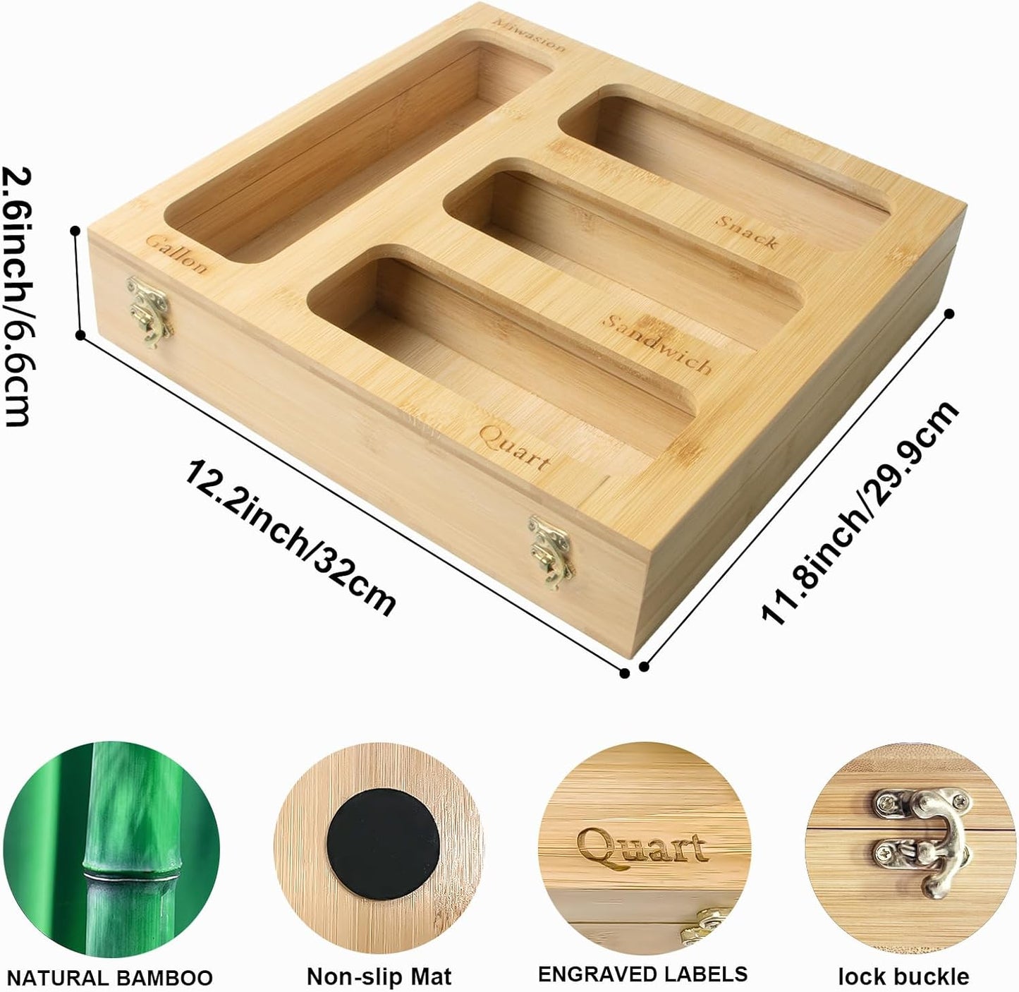 Bamboo Food Bag Organizer for Kitchen Drawer