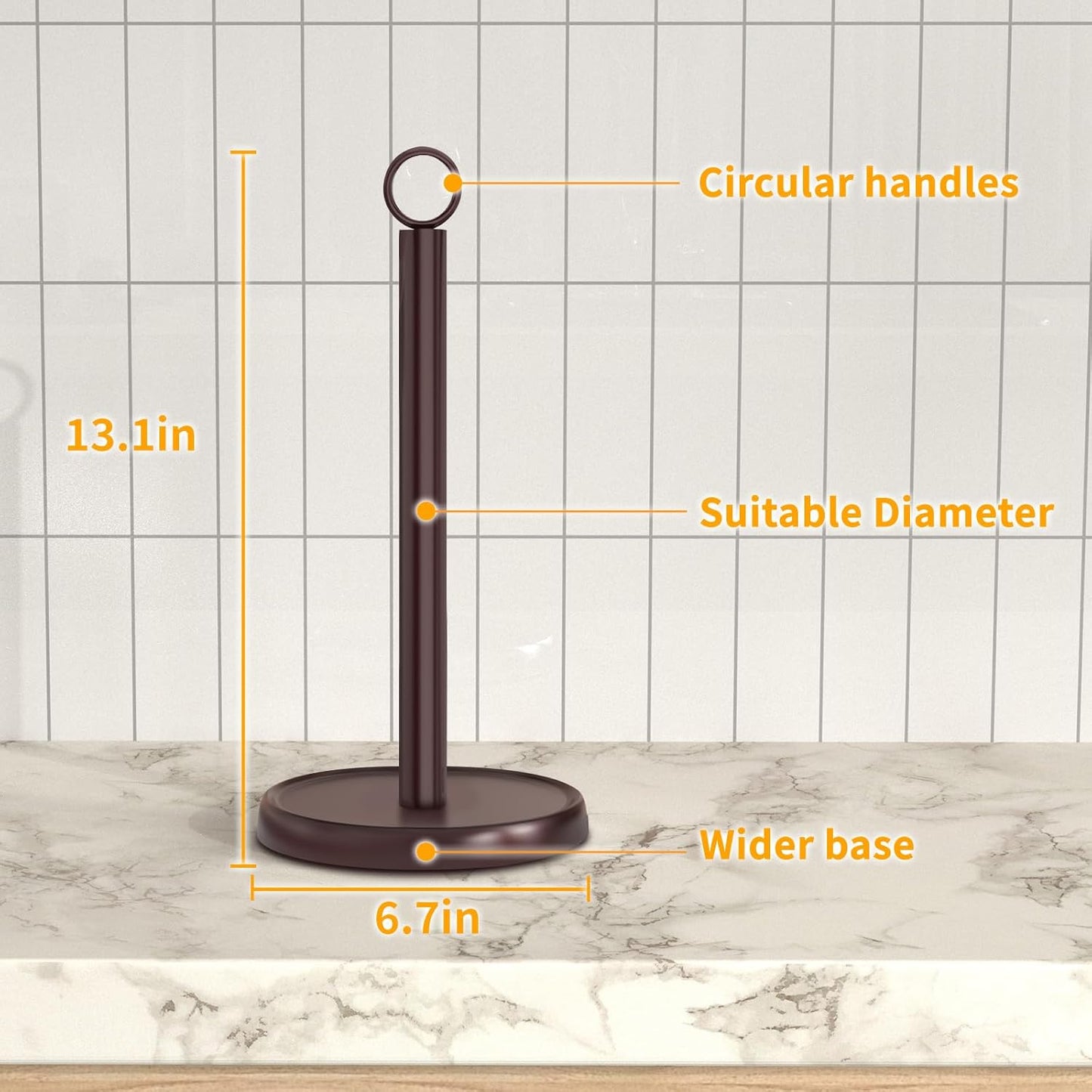 Oil Rubbed Bronze Paper Towel Holder Countertop, Oil Rubbed Bronze Kitchen Accessories Decor, Stainless Steel, Weighted Base, Paper Towel Stand for Bathroom Farmhouse Essentials