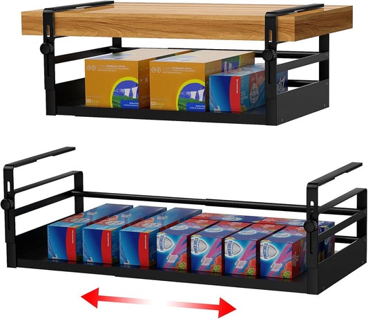 2Pack Under Shelf Basket Organizer, Adjustable Under Cabinet Shelf Storage