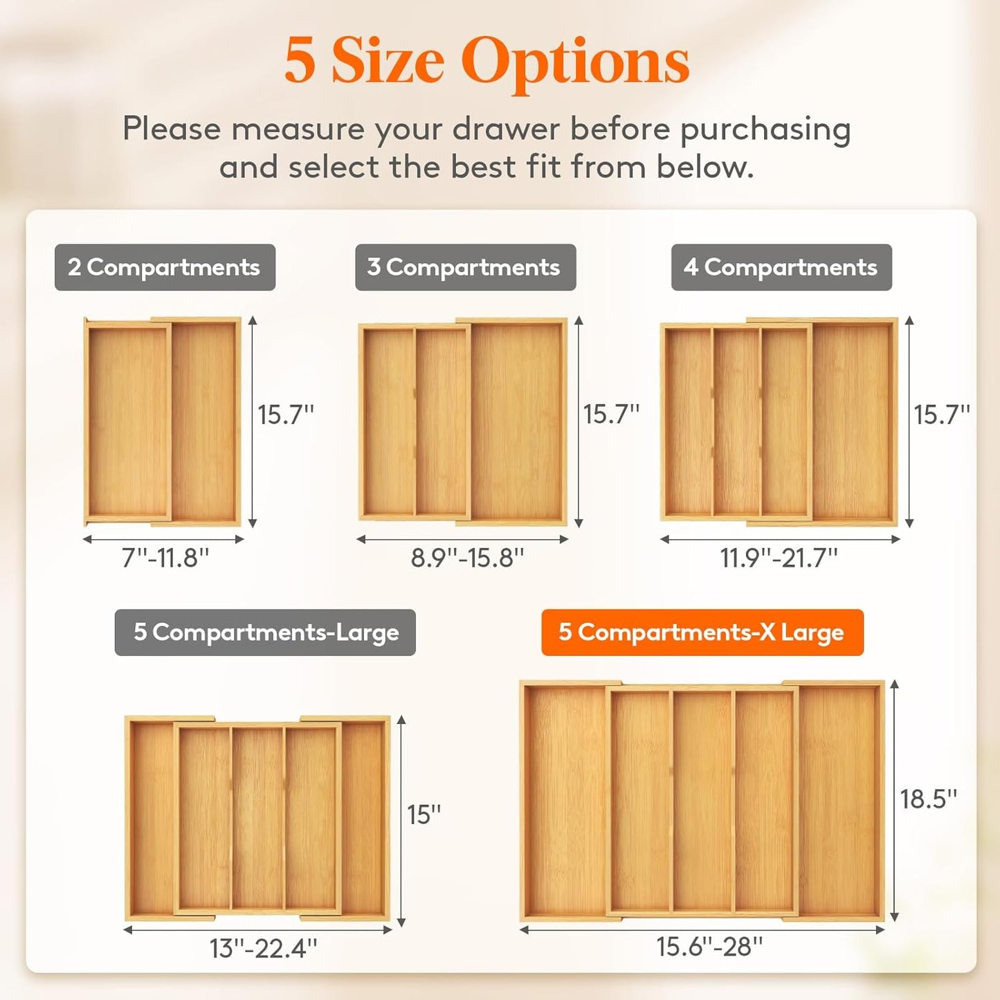Utensil Organizer for Kitchen Drawer, Expandable Cooking Utensil Tray
