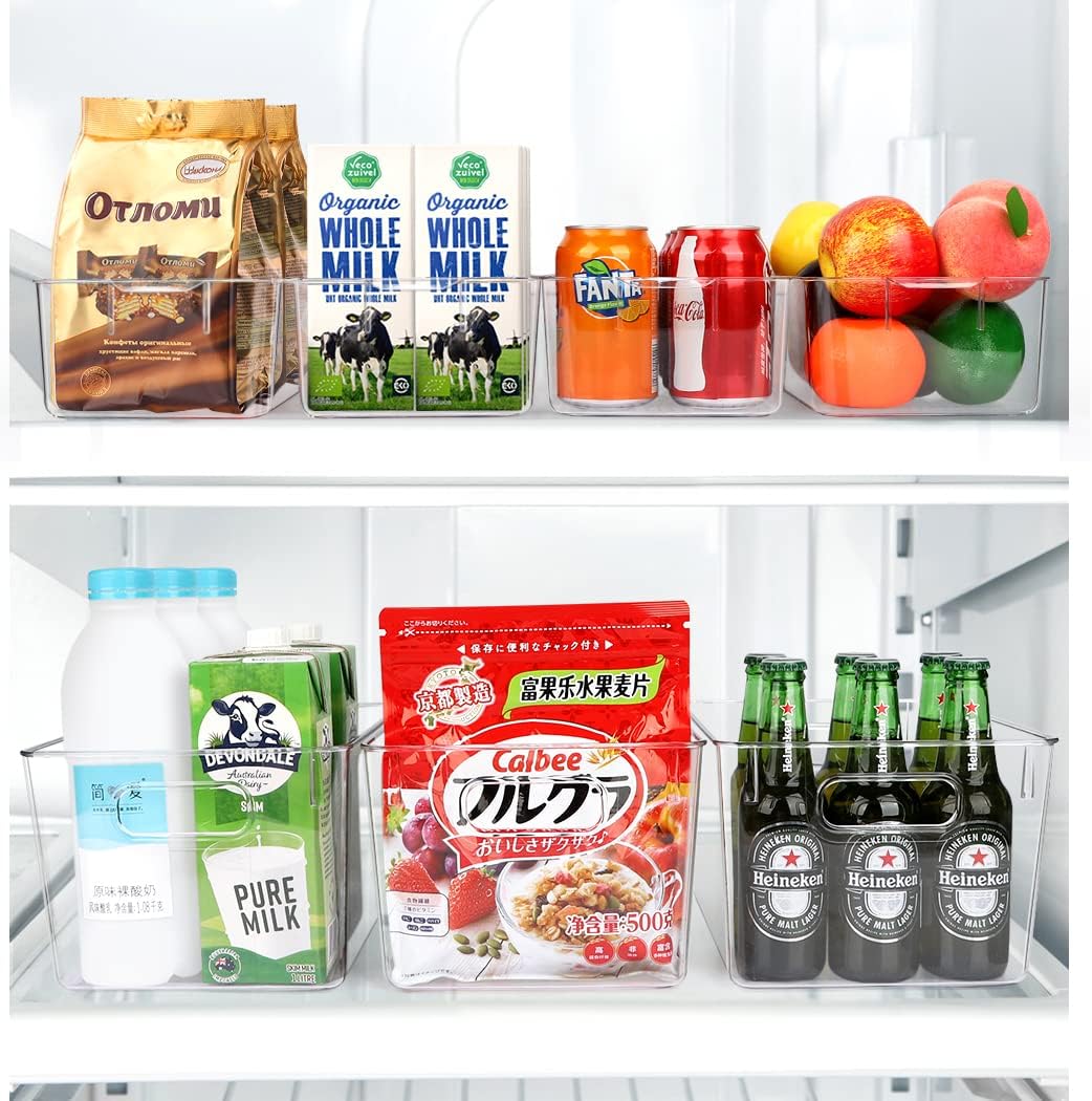 Set Of 10 Refrigerator Pantry Organizer Bins, Clear Plastic Food Storage Bins for Kitchen