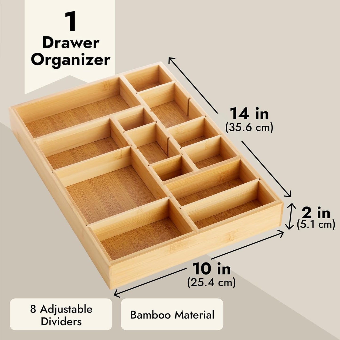 Drawer Organizer Tray - 8-Slot Drawer Divider for Utensils - Versatile Silverware Holder