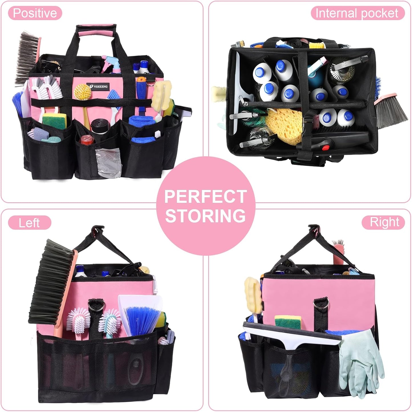 Large Rolling Cleaning Caddy Bag with Wheels, with Detachable Trolley